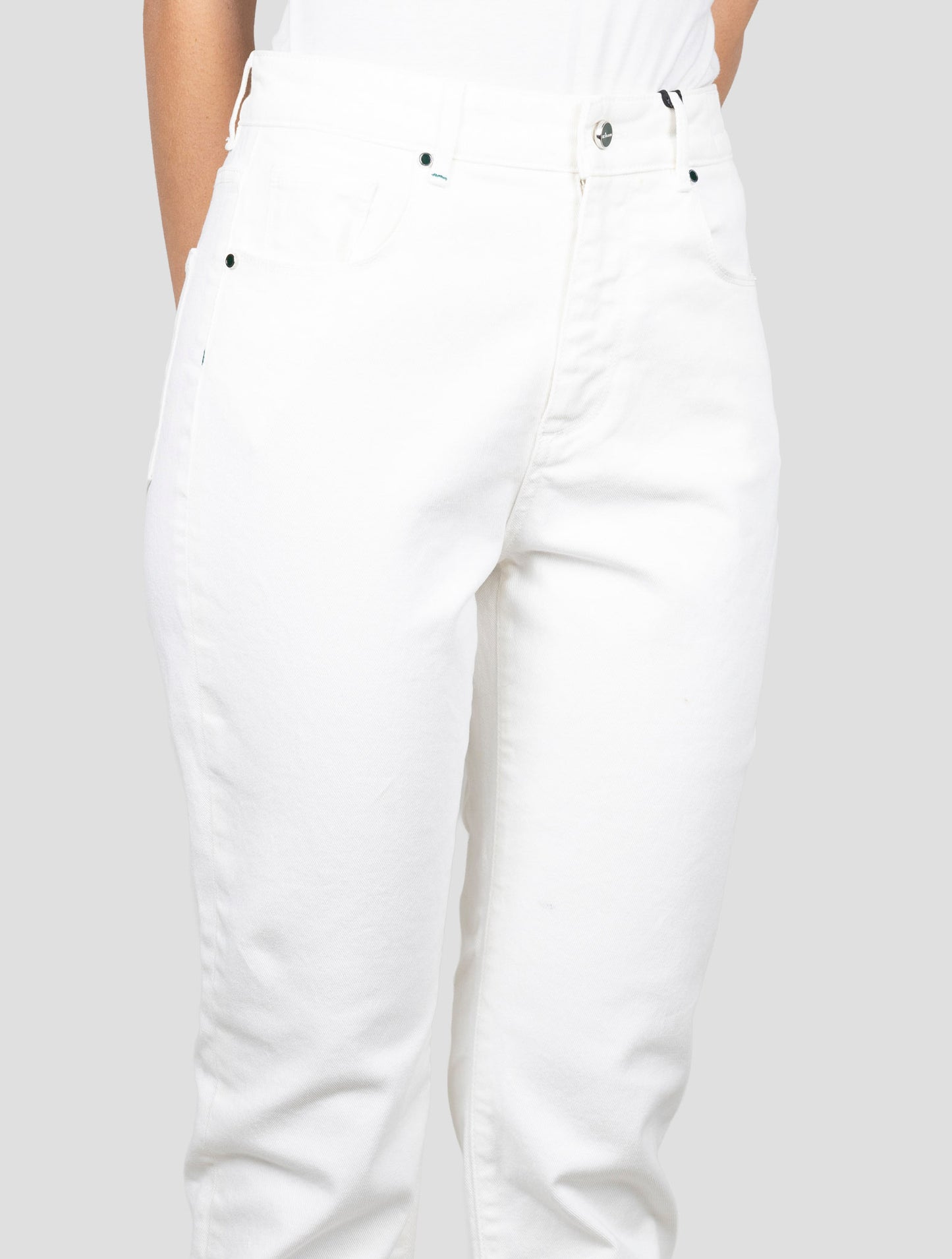 Kiton White Cotton Ea Jeans