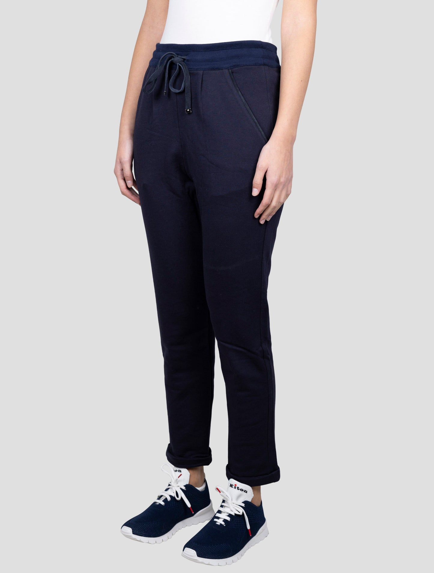 Kiton White Cotton Cashmere Pants