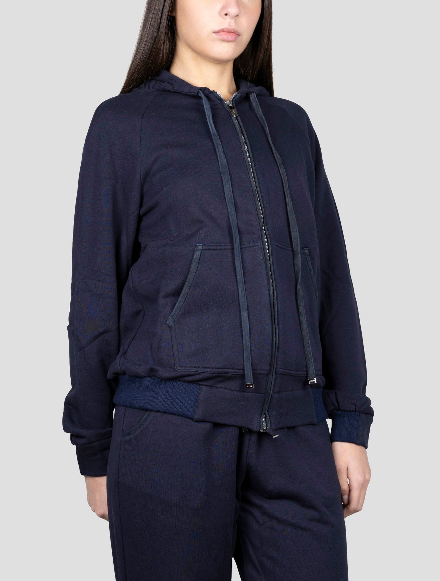 Kiton Blue Cotton Cashmere Sweater Hoodie