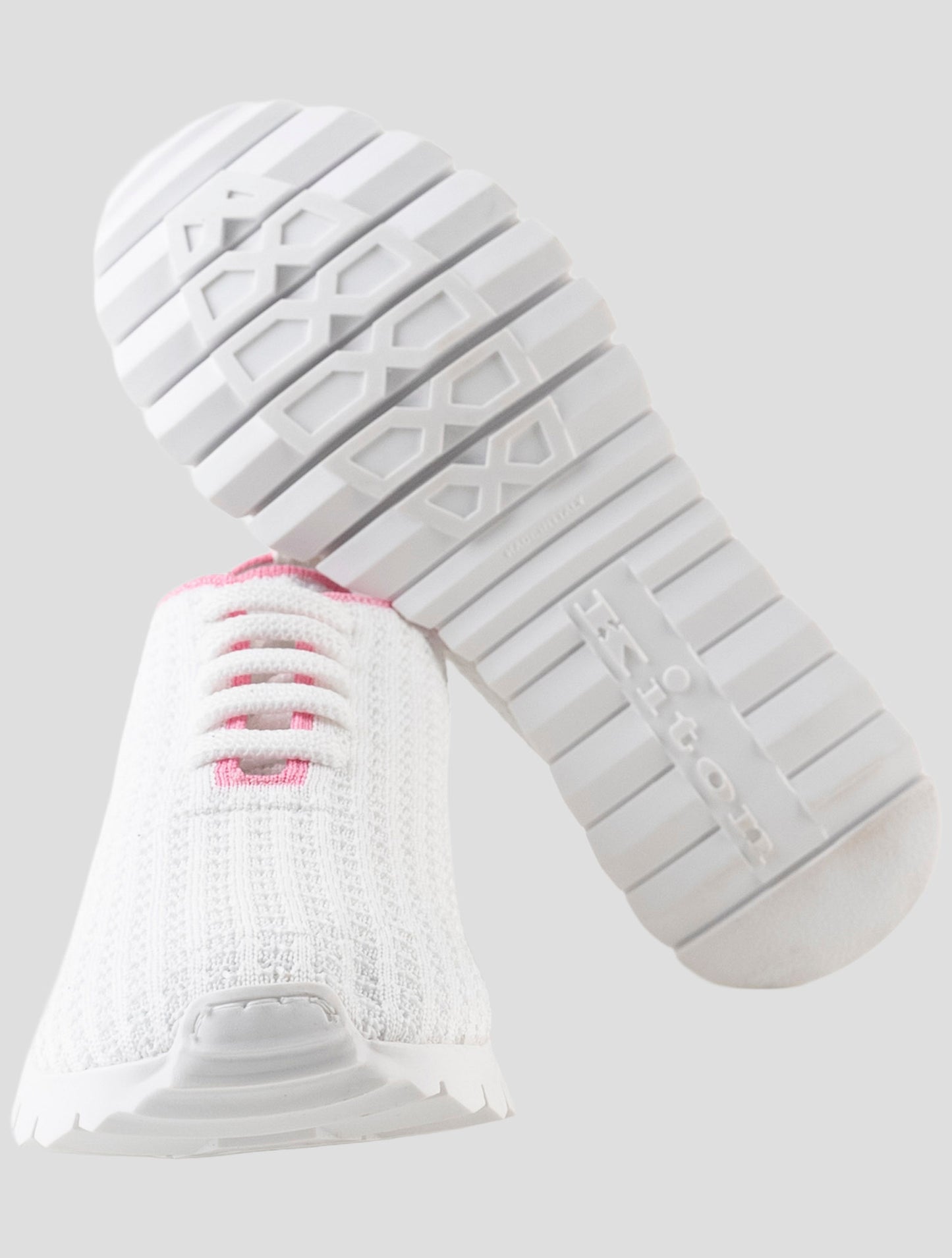 Kiton White Pink Cotton Ea Sneakers