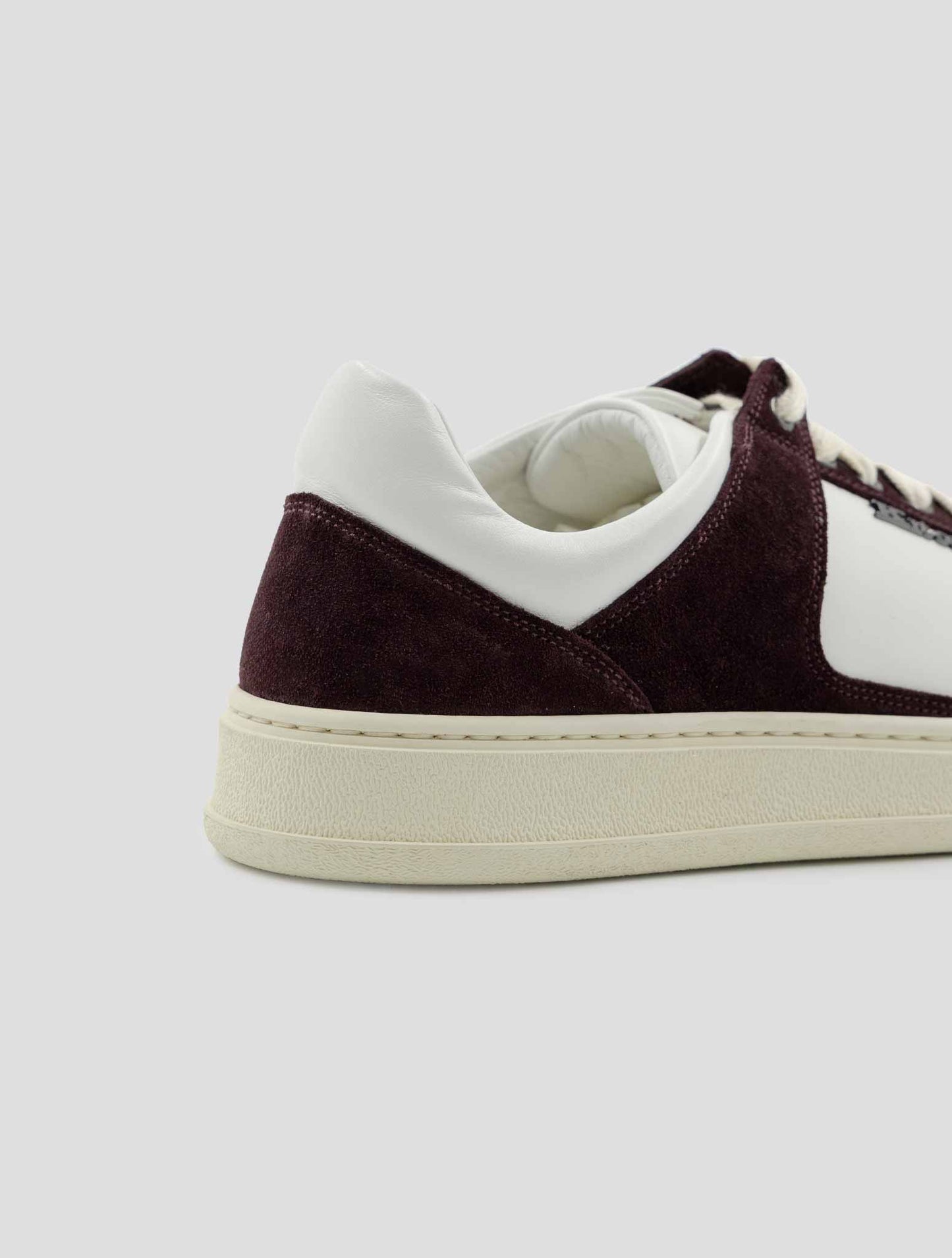 Kiton White Burgundy Leather Suede Leather Sneakers