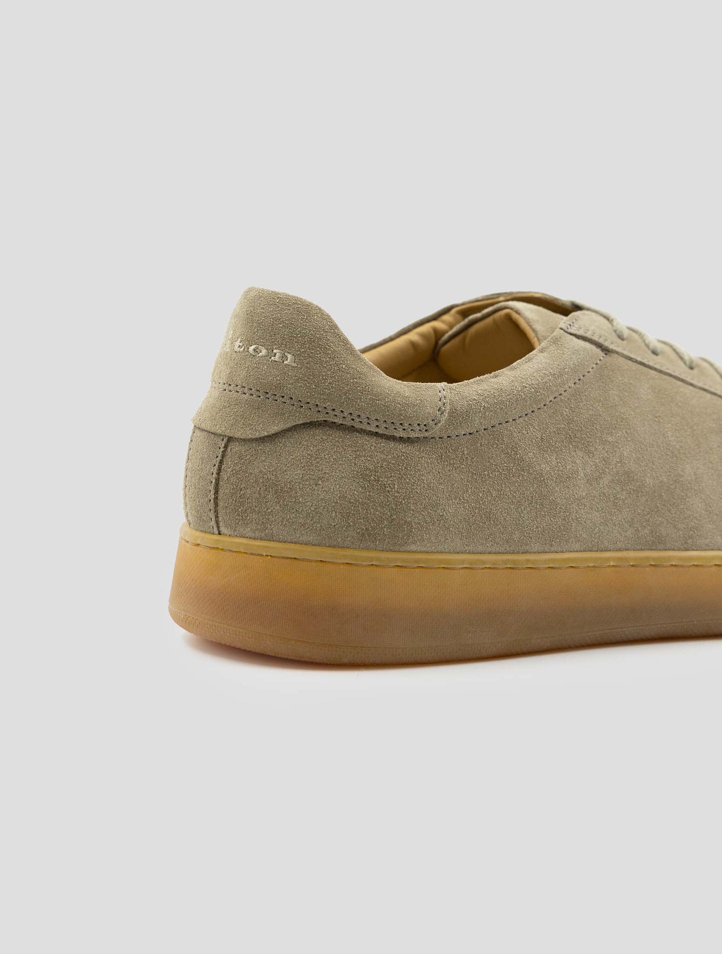Kiton Taupe Leather Suede Sneakers