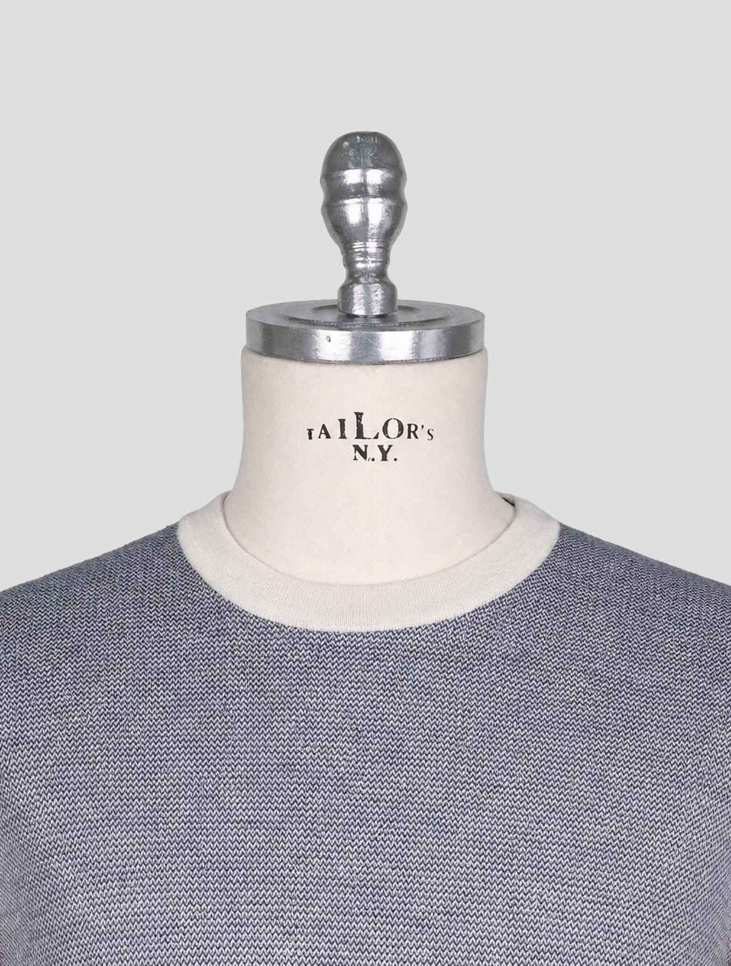 Kiton Blue White Cashmere Silk Sweater Crewneck