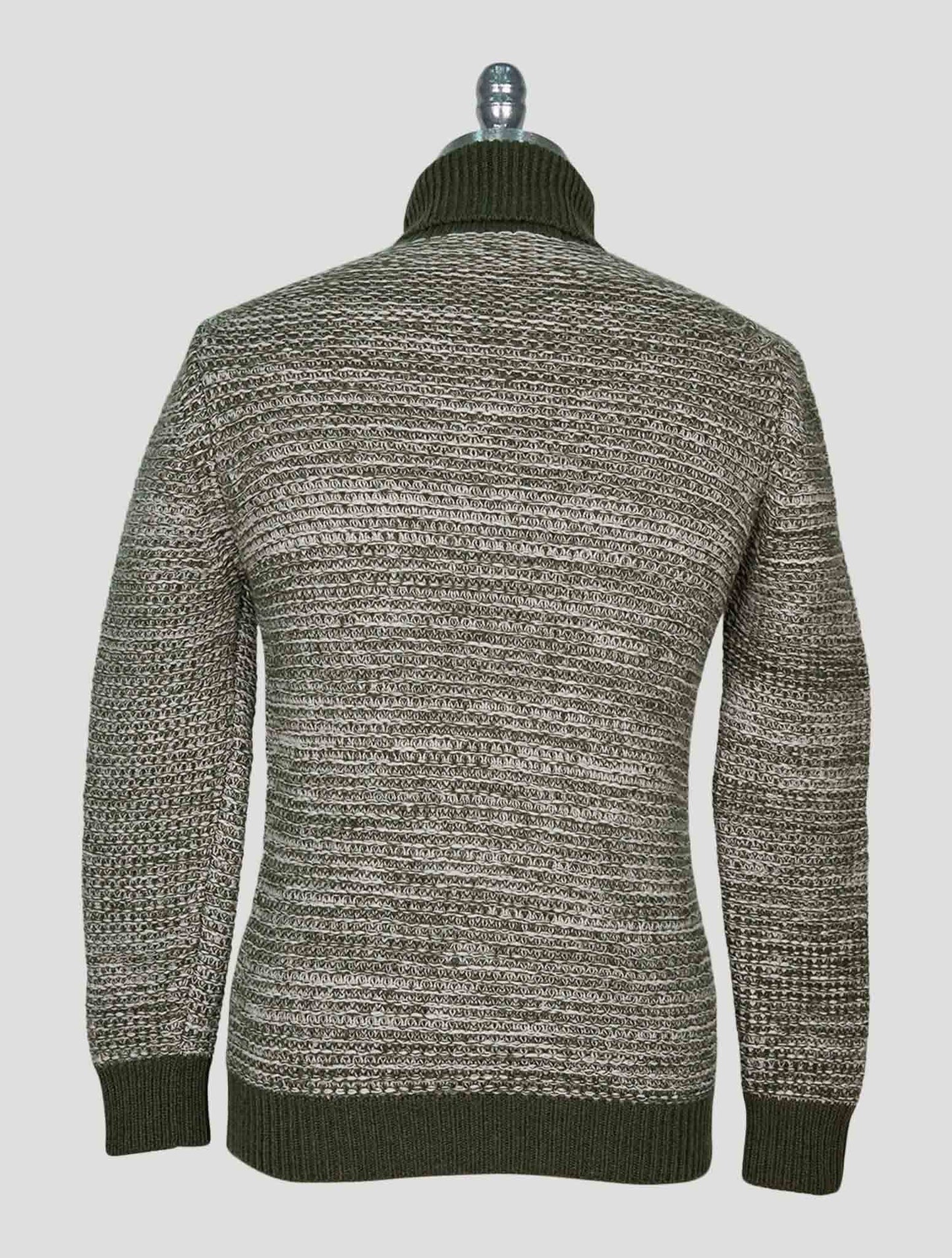 Kiton Green White Cashmere Sweater Turtleneck
