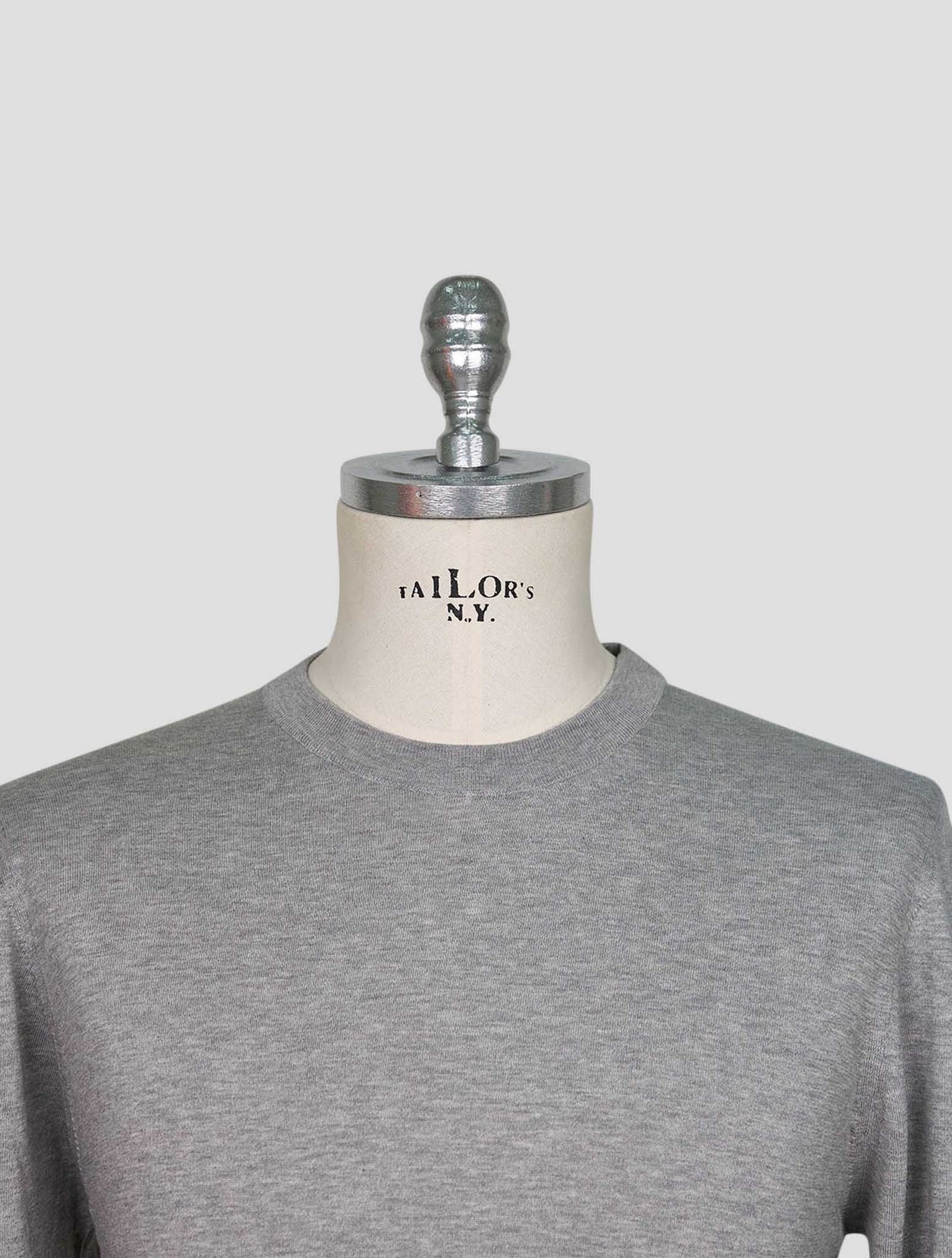 Kiton Gray Cotton Sweater Crewneck
