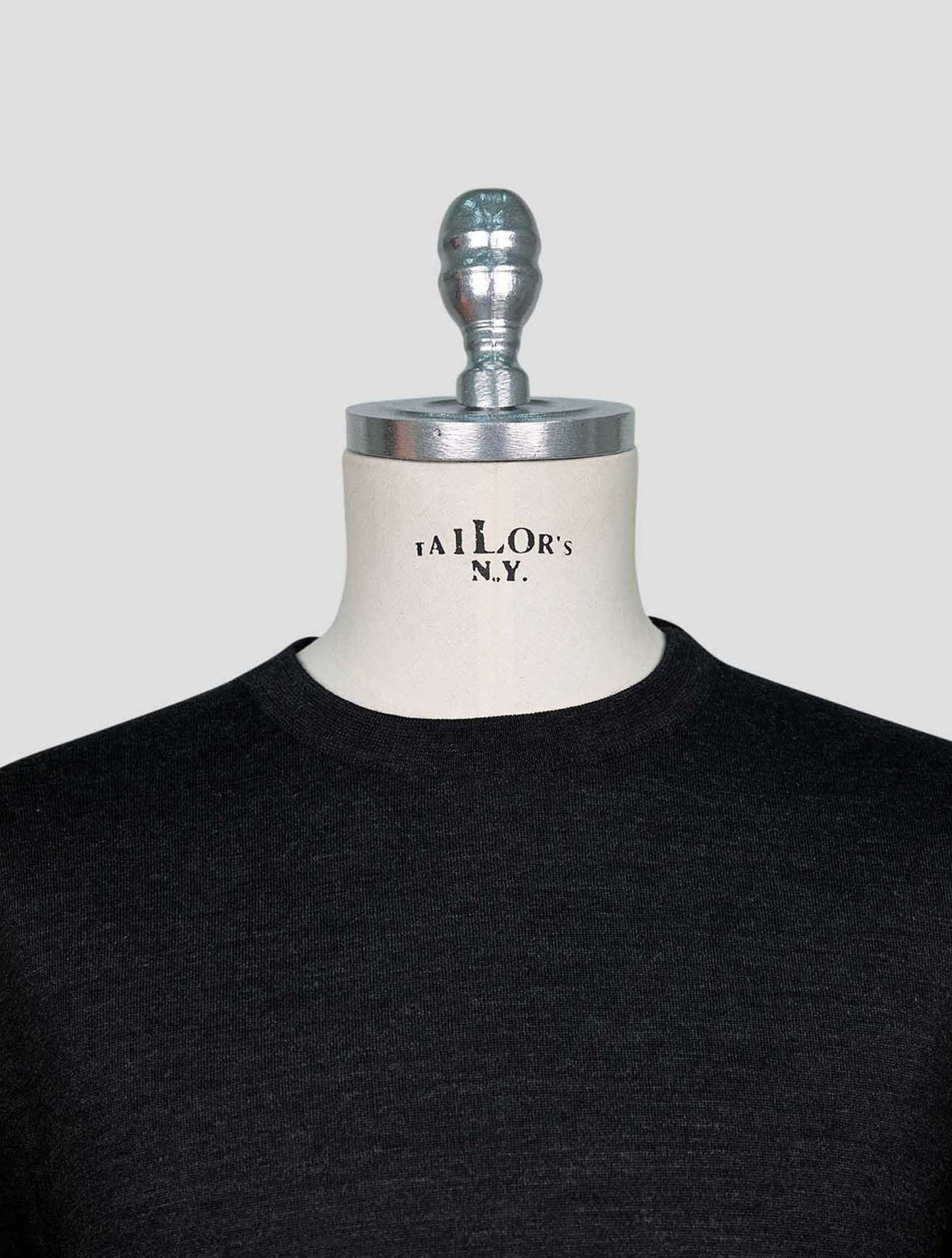 Kiton Black Wool Sweater Crewneck