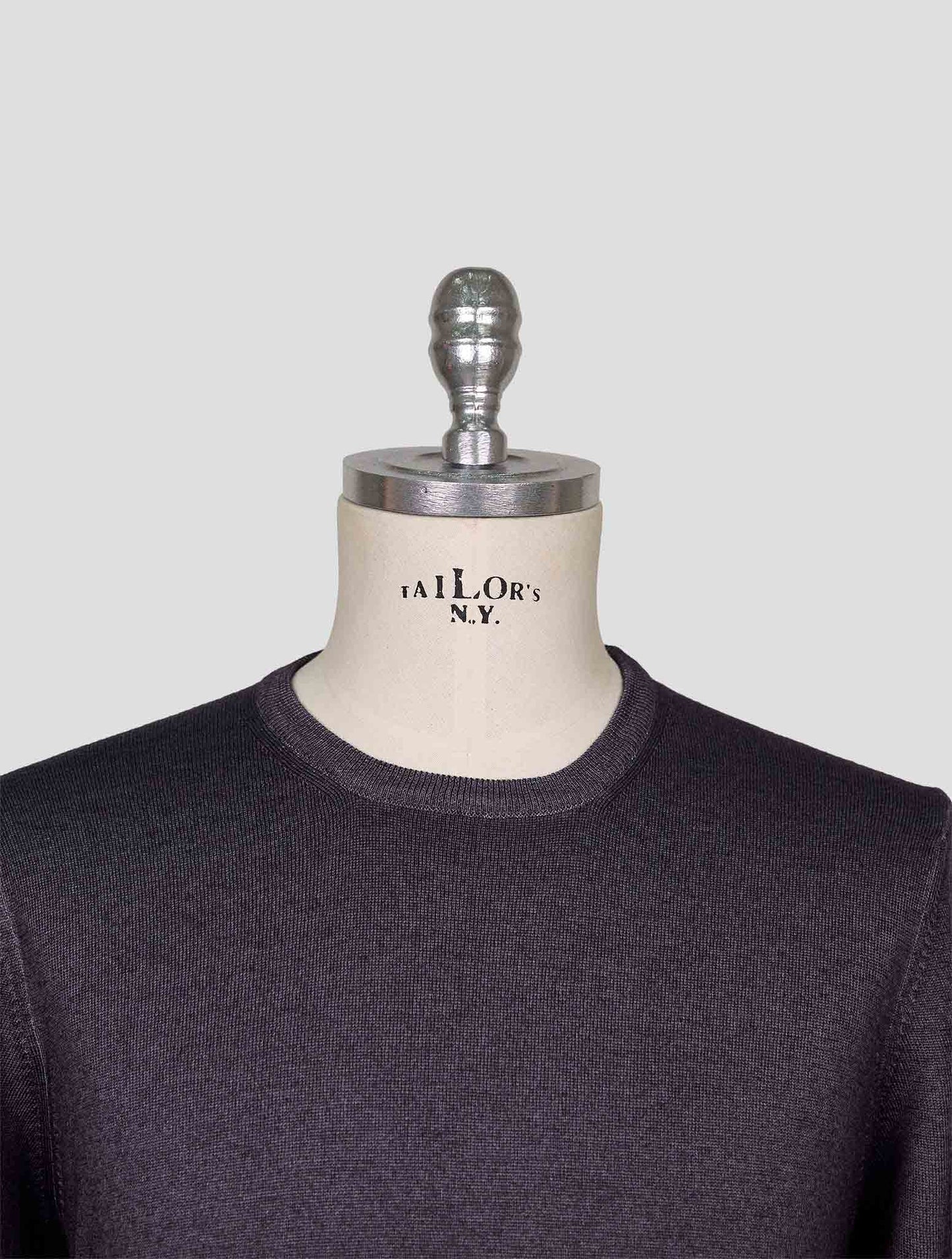 Kiton Gray Wool Sweater Crewneck