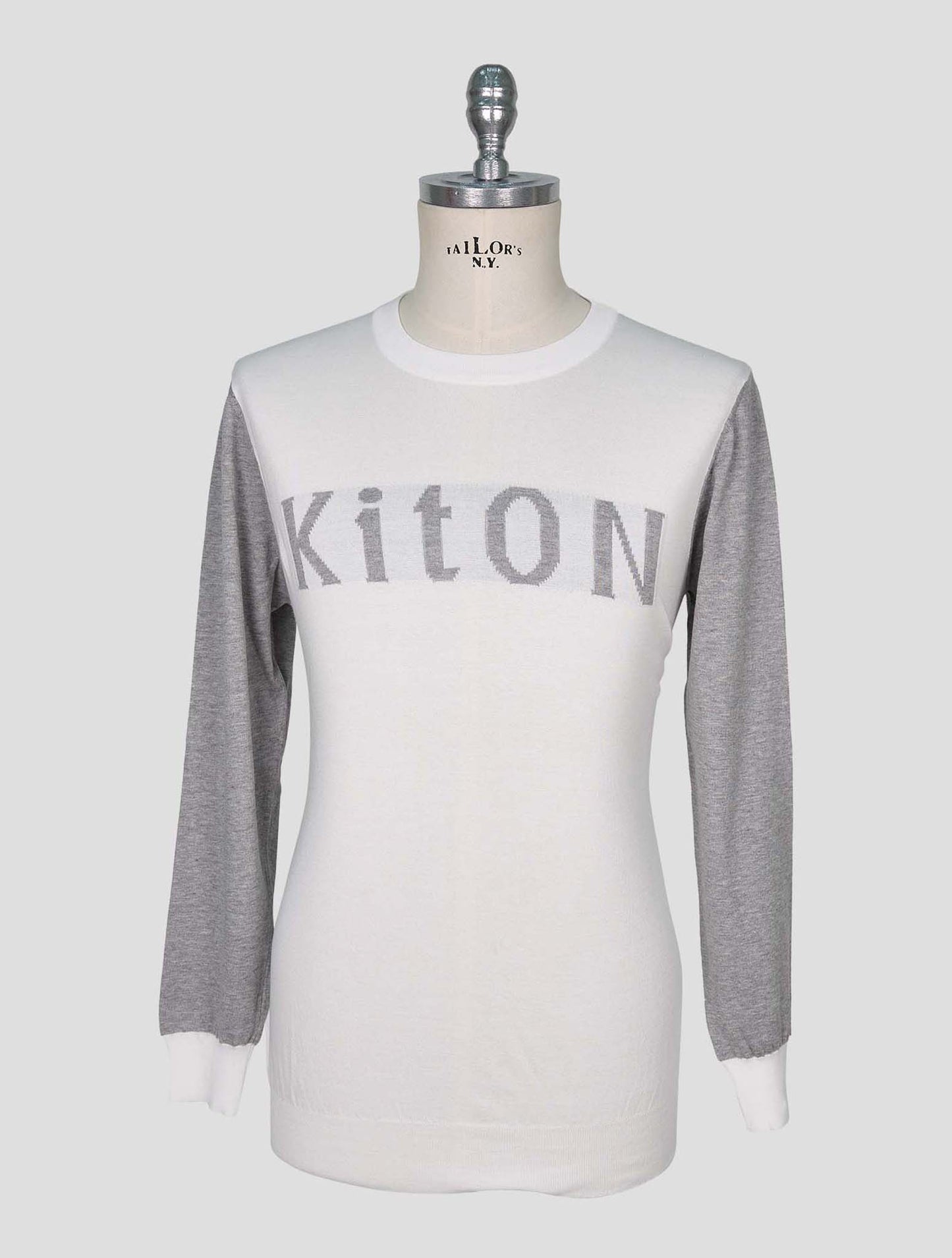 Kiton White Cotton Sweater Crewneck
