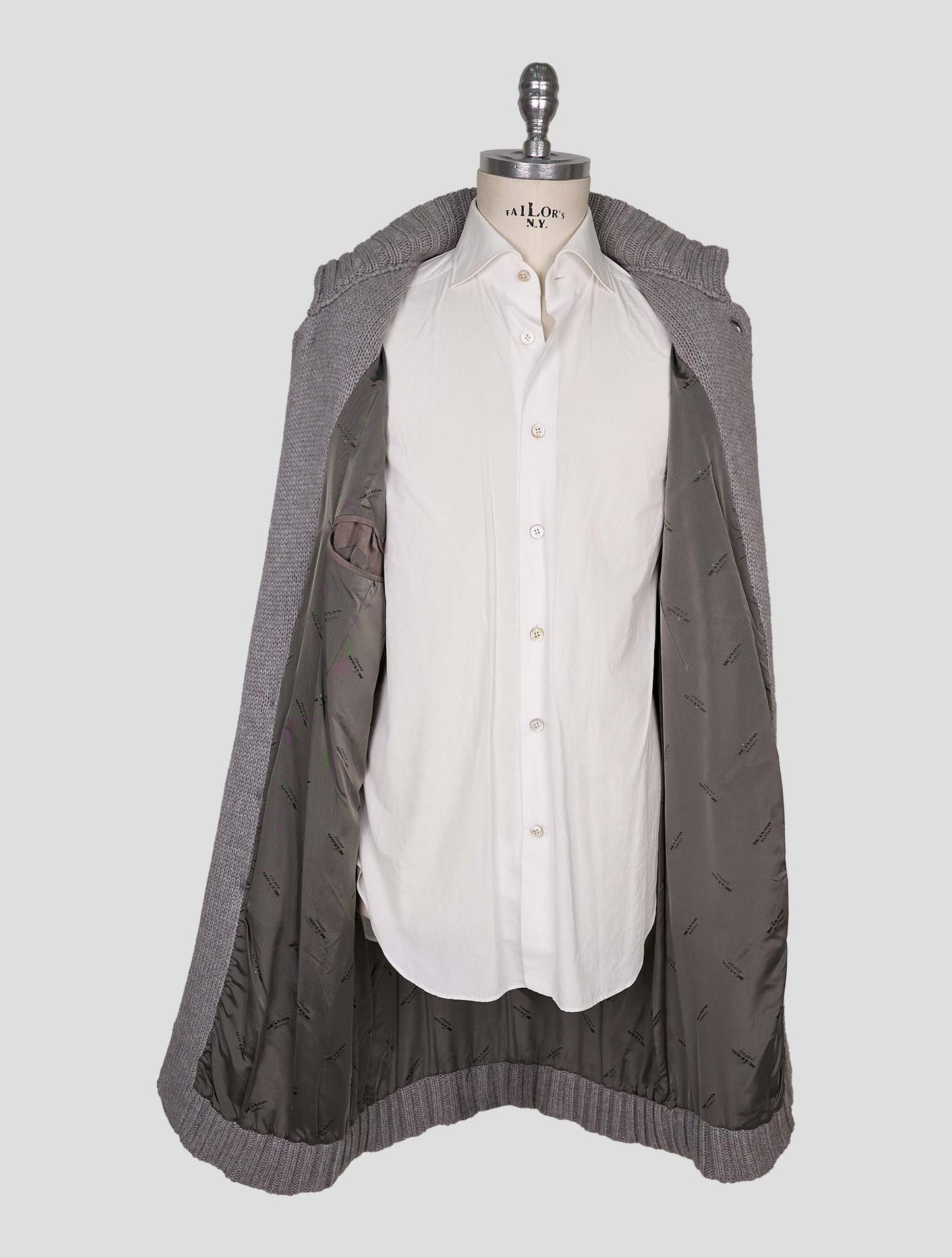 Kiton Gray Cashmere Sweater Coat