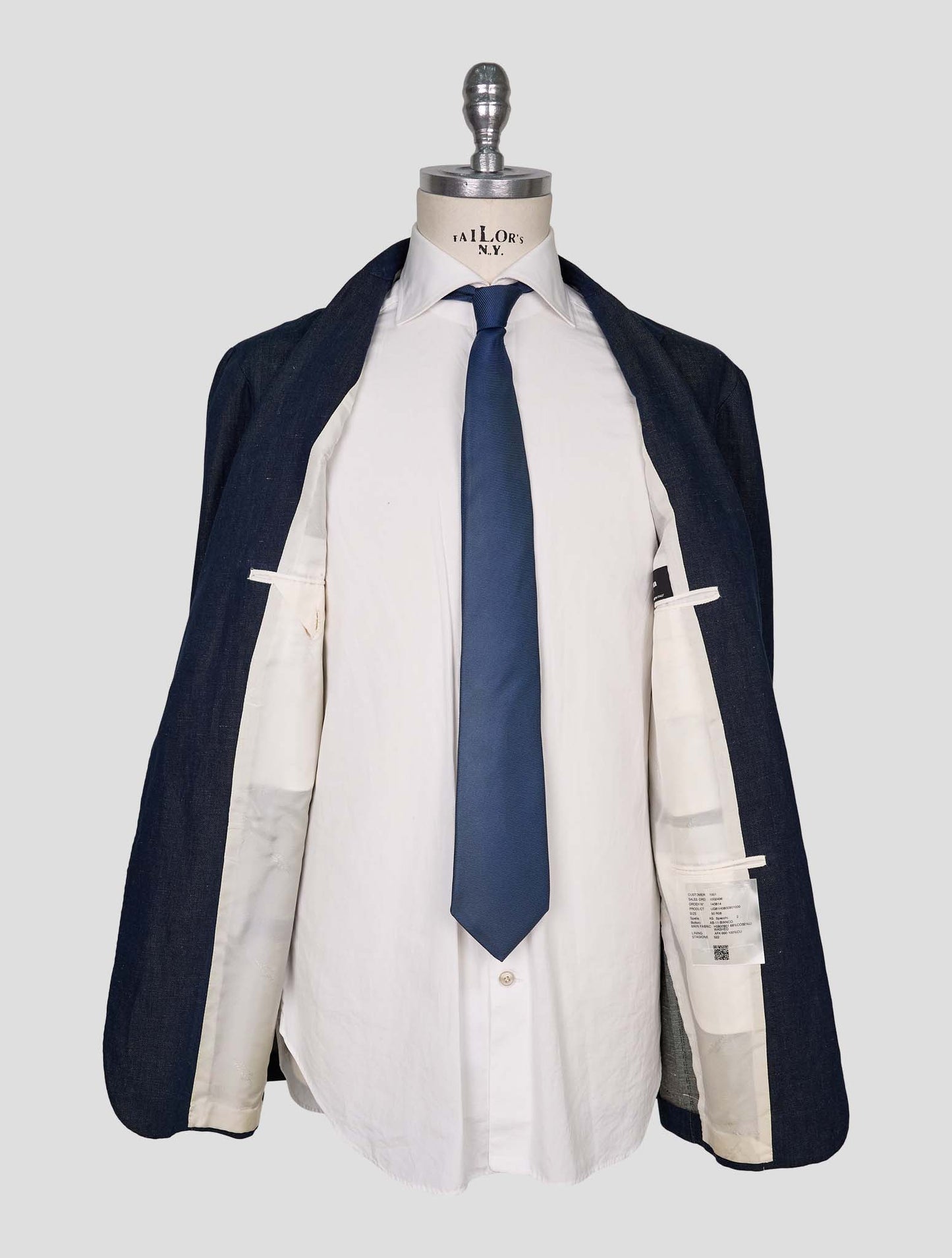 Kiton Blue Navy Cotton Linen Blazer