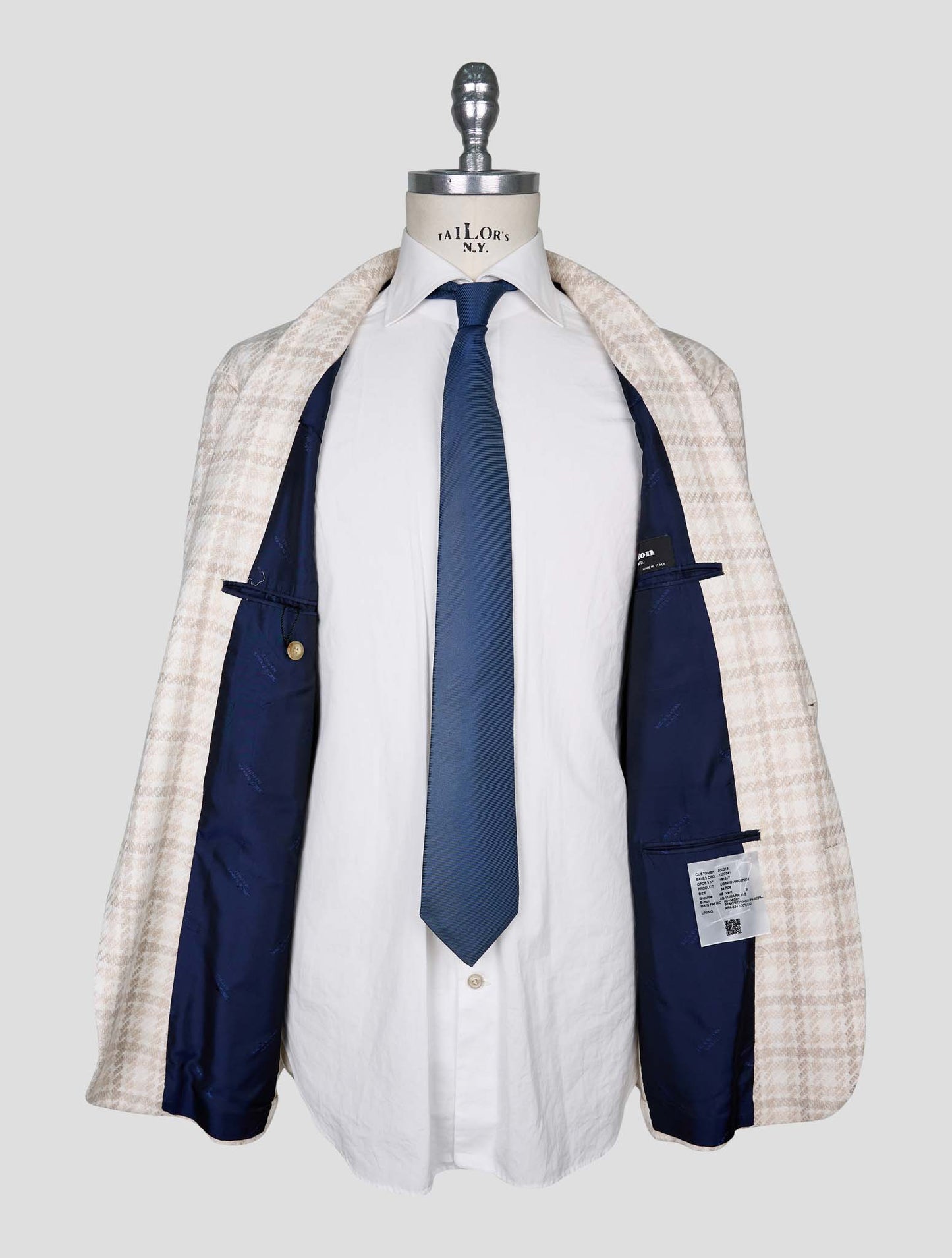 Kiton Beige White Cashmere Virgin Wool Silk Linen