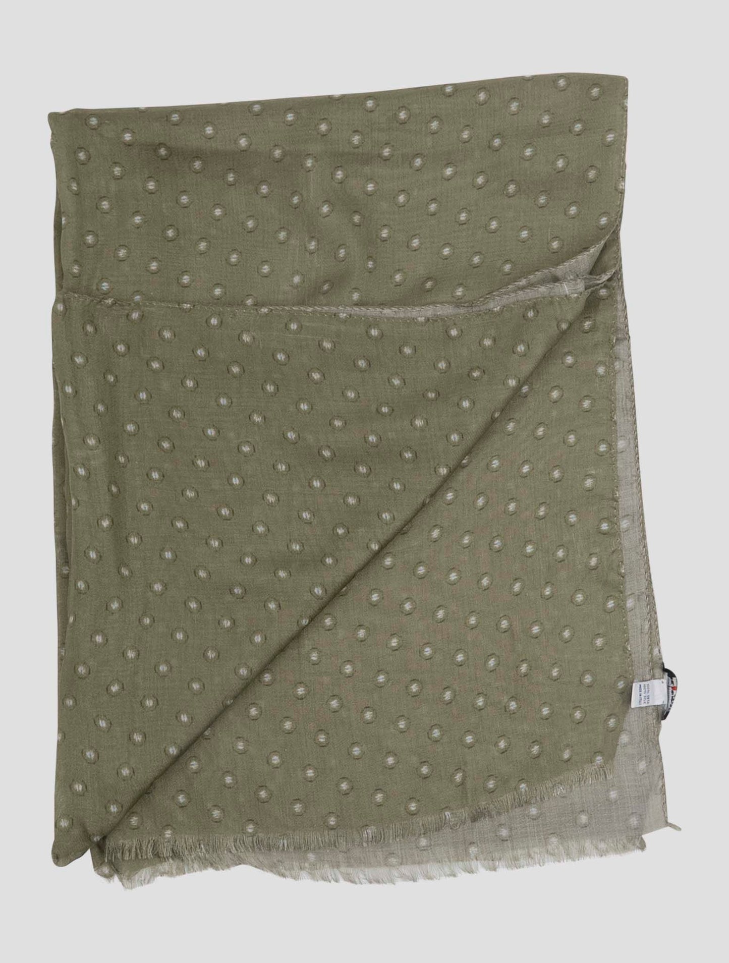 Kiton Green White Linen Scarf 65x180