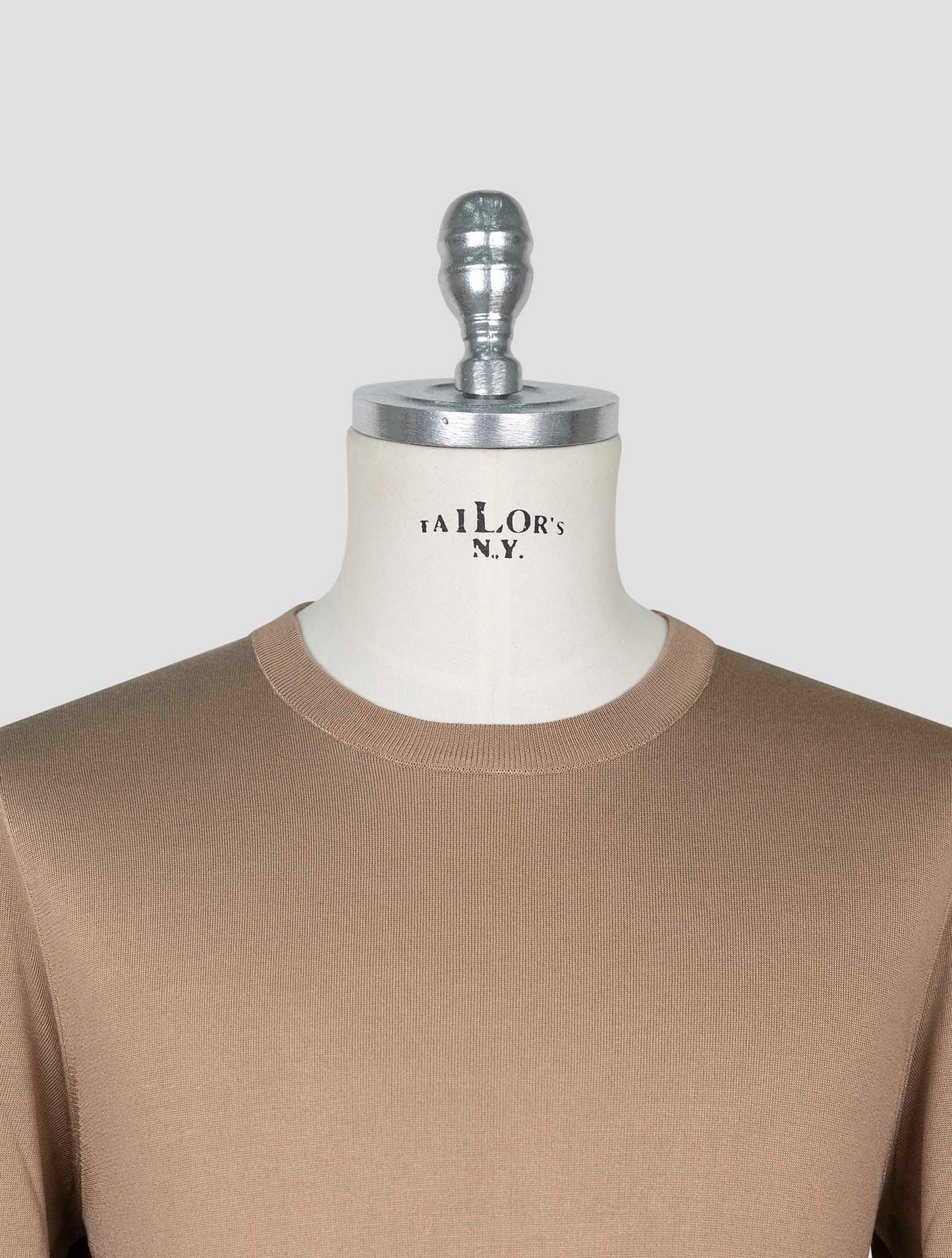 Kiton Brown Silk Sweater Crewneck