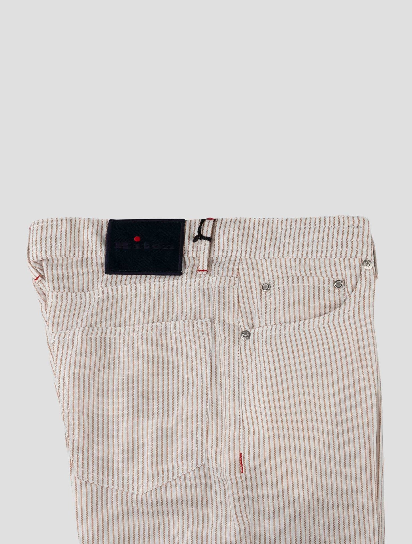 Kiton Brown White Linen Cotton Jeans