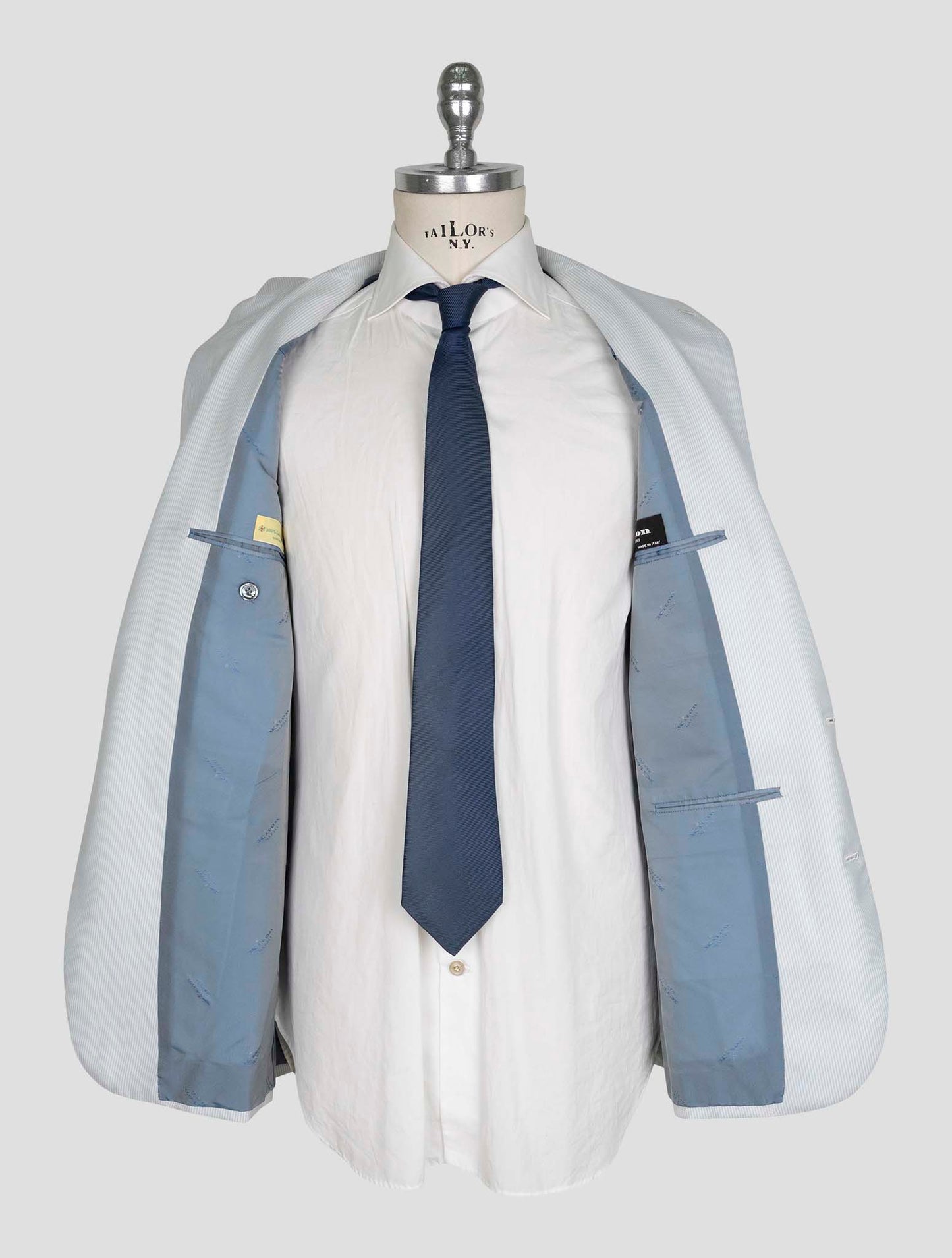 Kiton Light Blue White Cashmere Blazer
