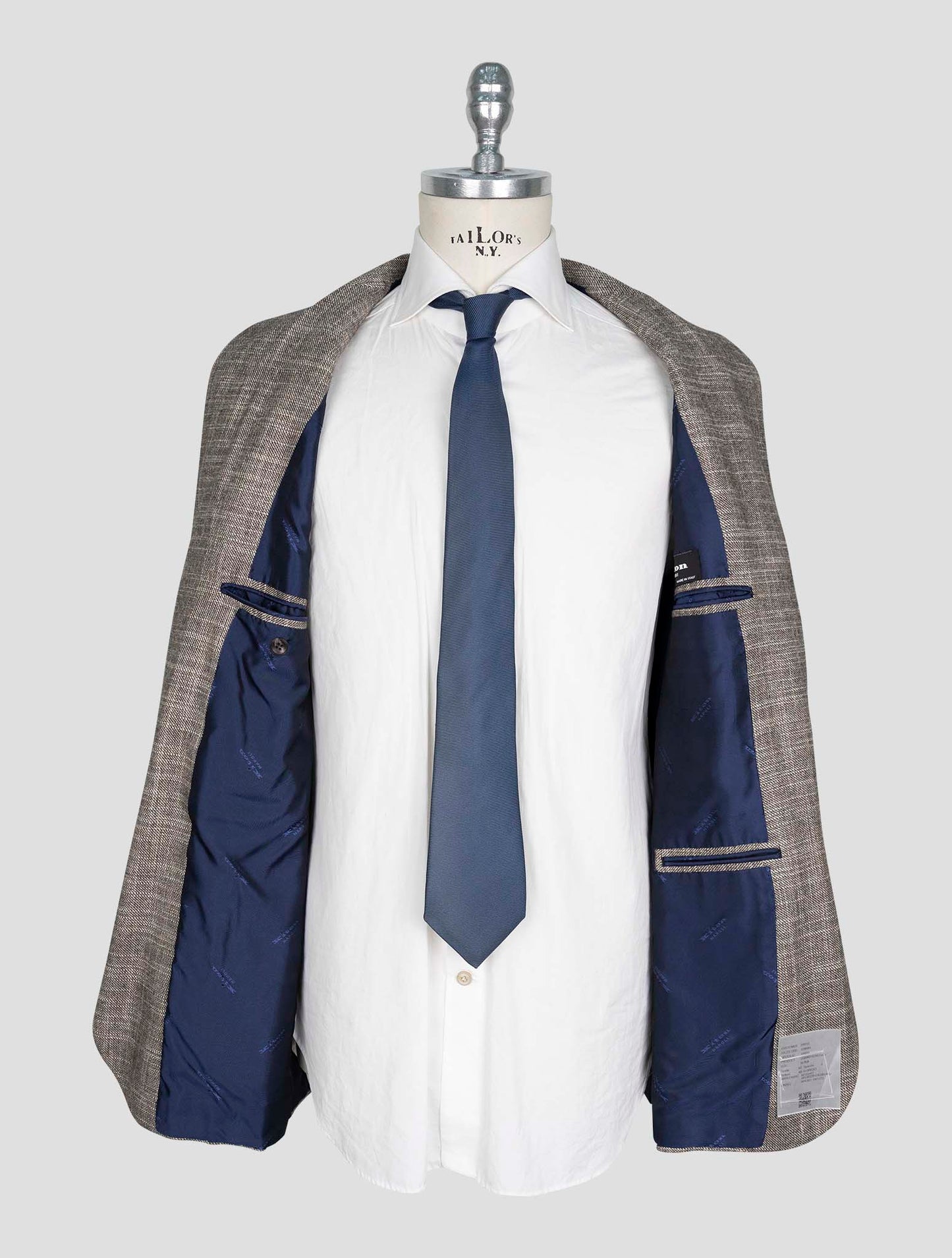 Kiton Taupe Cashmere Silk Virgin Wool Blazer