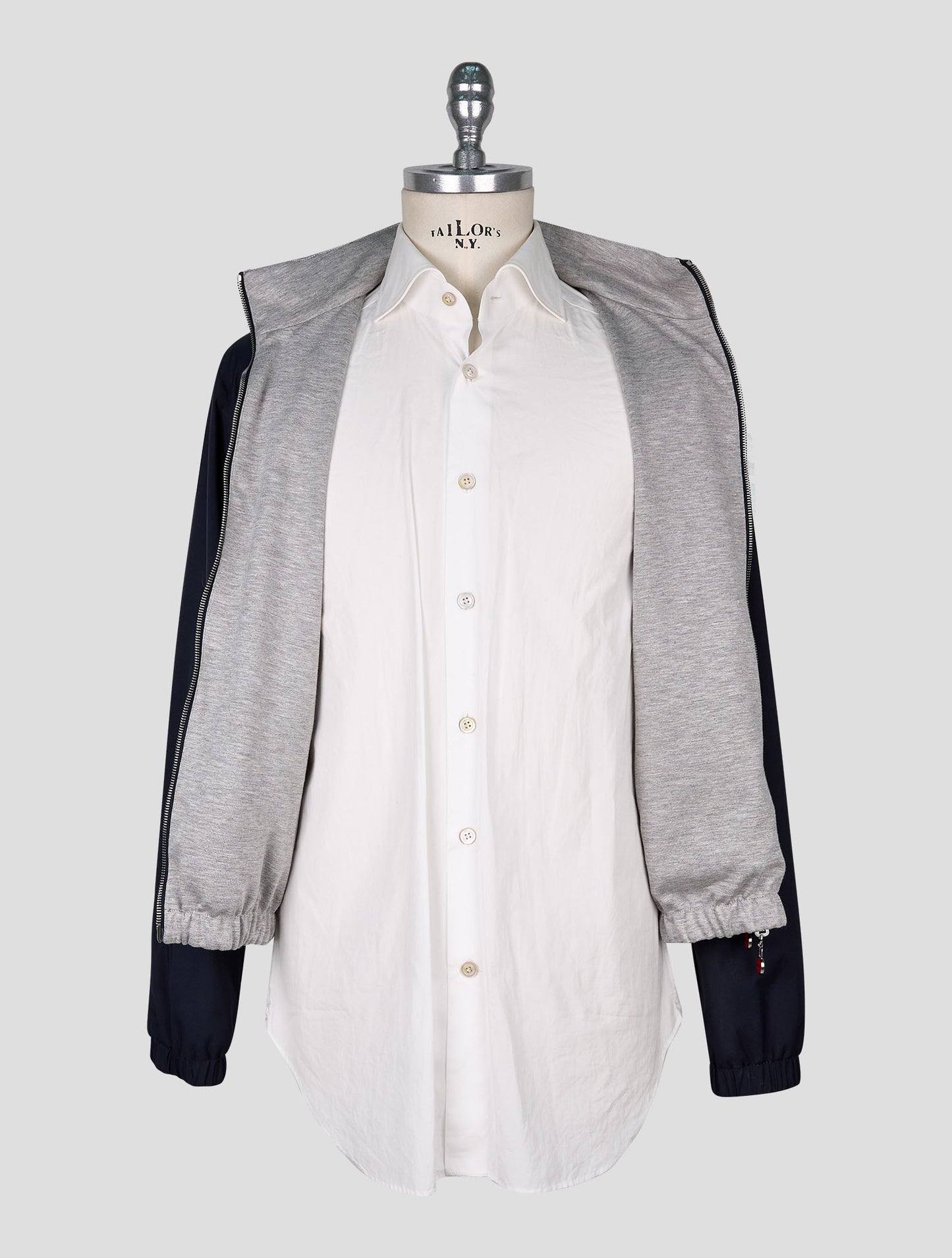 Kiton Blue Gray Pl Viscose Ea Reverse Coat
