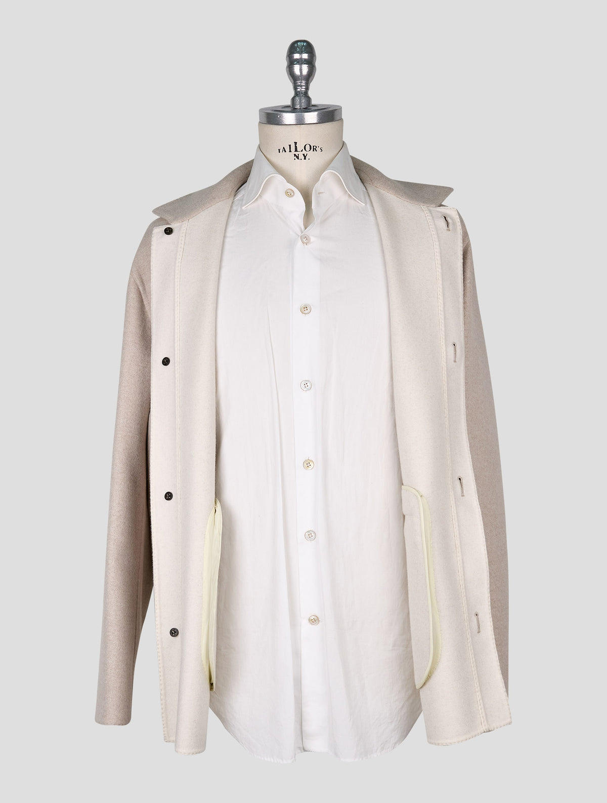 Kiton Beige Wool Cashmere Coat
