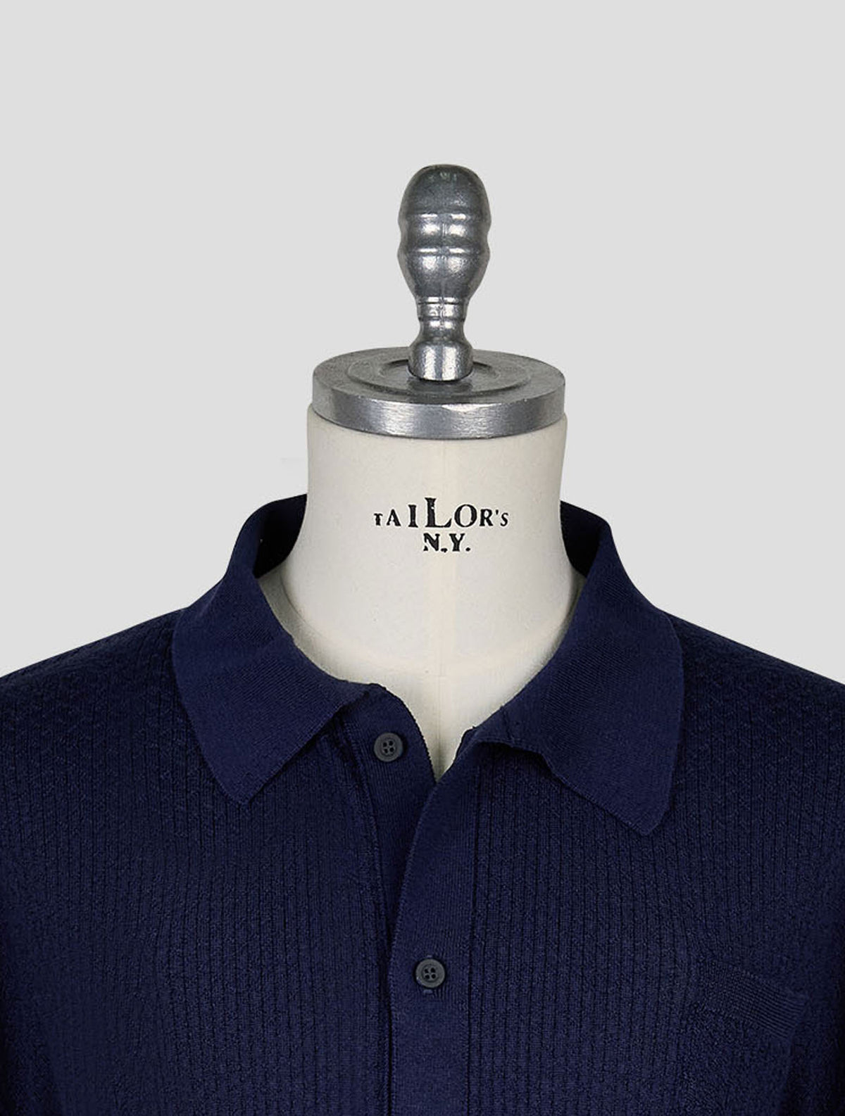 Kiton Knt Dark Blue Virgin Wool Silk Shirt