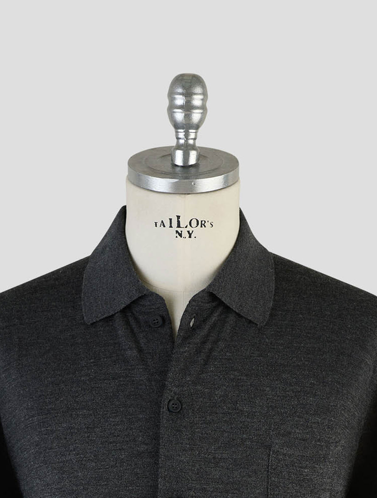 Kiton Knt Dark Gray Virgin Wool Silk Shirt