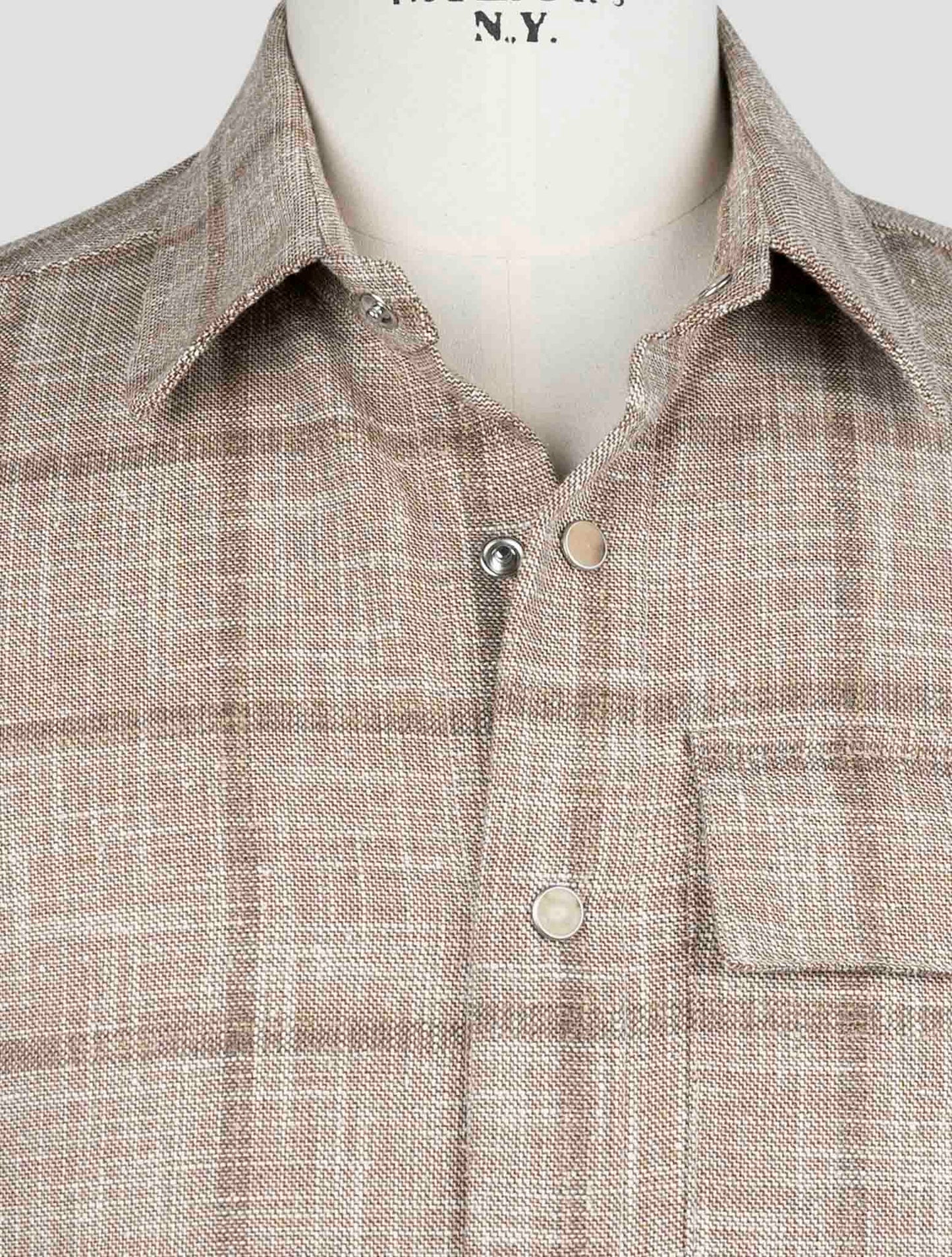 Kiton Beige Virgin Wool Silk Cotton Camisa Overshirt