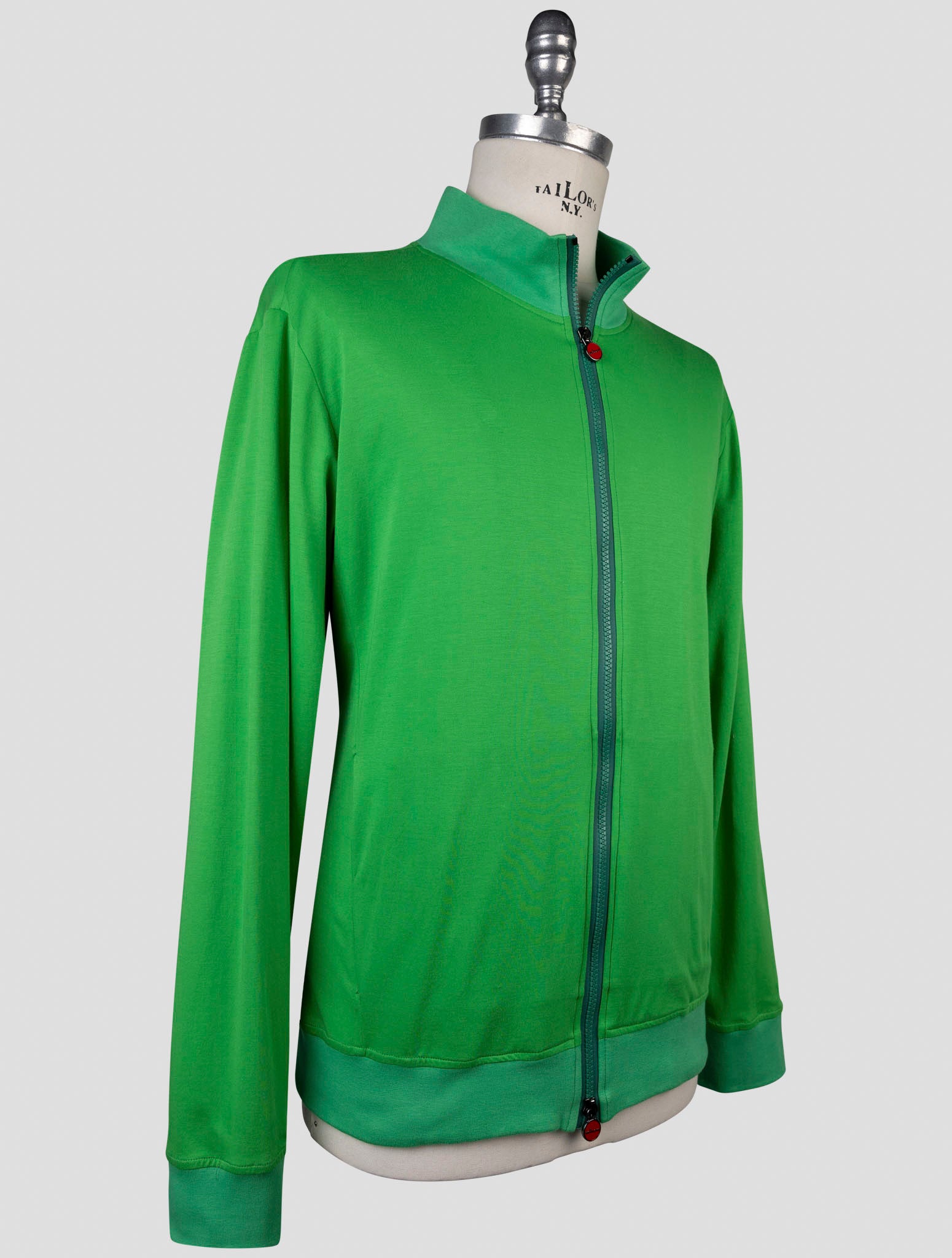 Kiton Green Cotton Ea Sweater Full Zip
