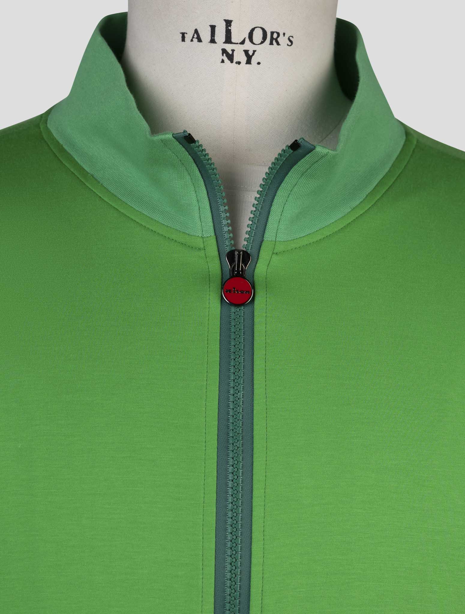 Kiton Green Cotton Ea Sweater Full Zip