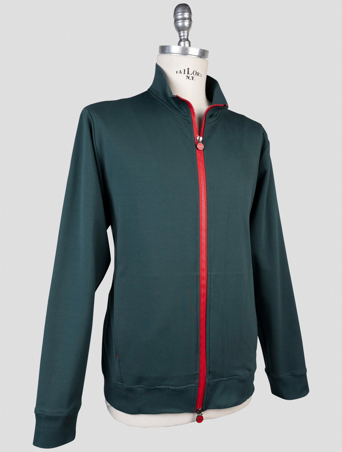 Kiton Green Linen Sweater Full Zip