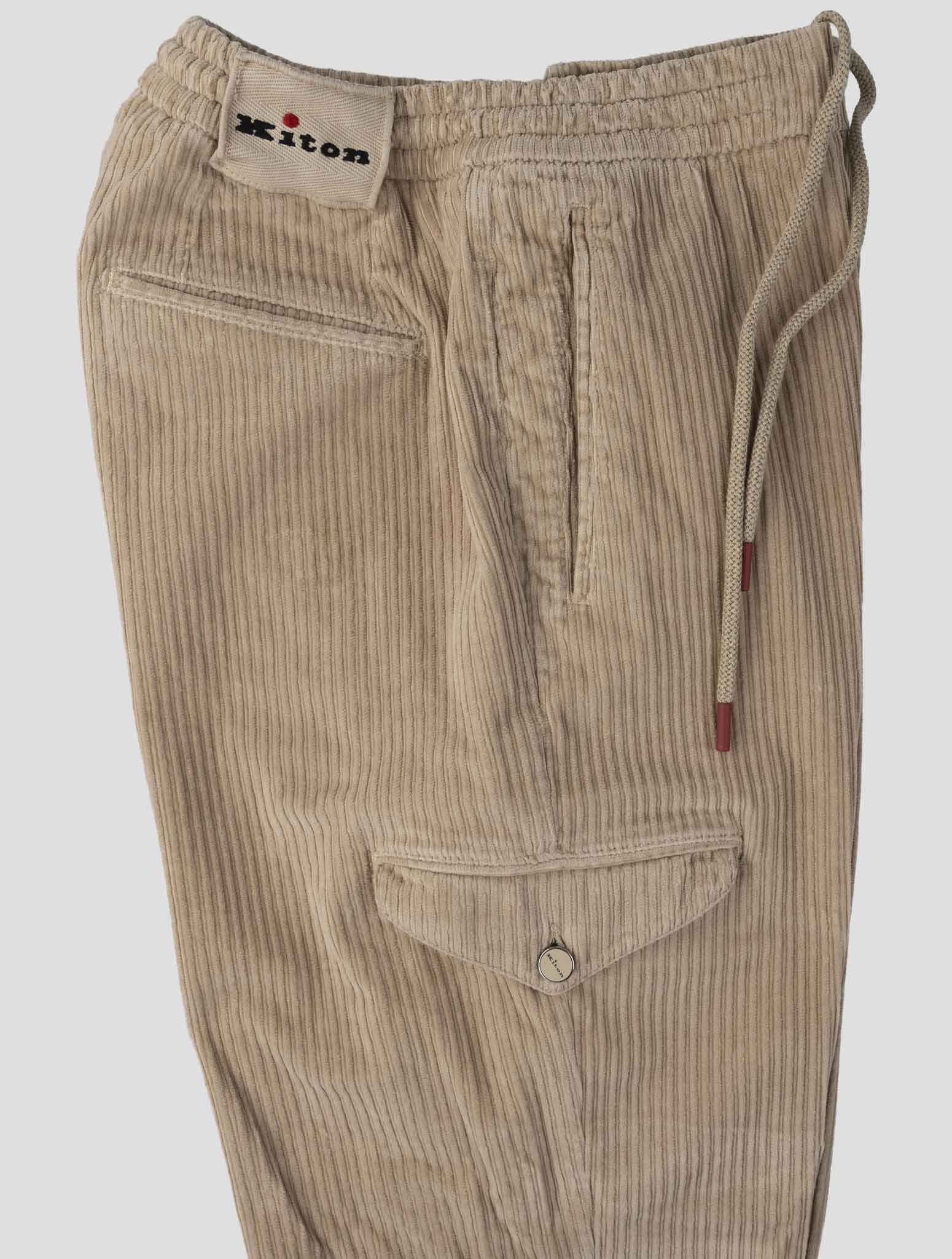 Kiton Beige Cotton Ea Velvet Cargo Pants
