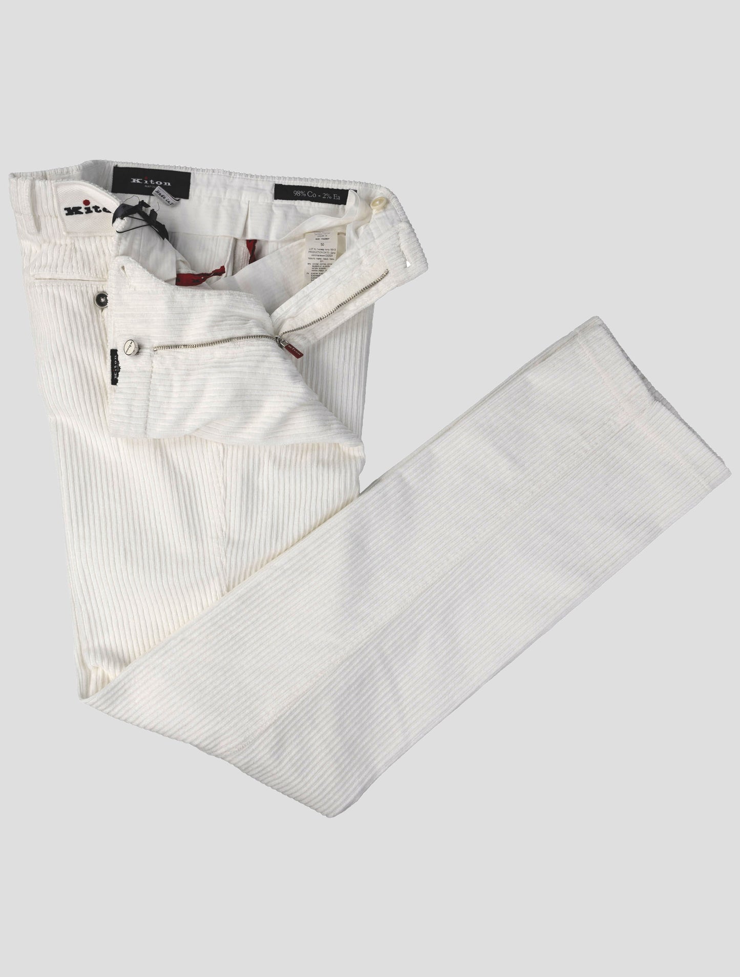 Kiton White Cotton  Ea Velvet Panst