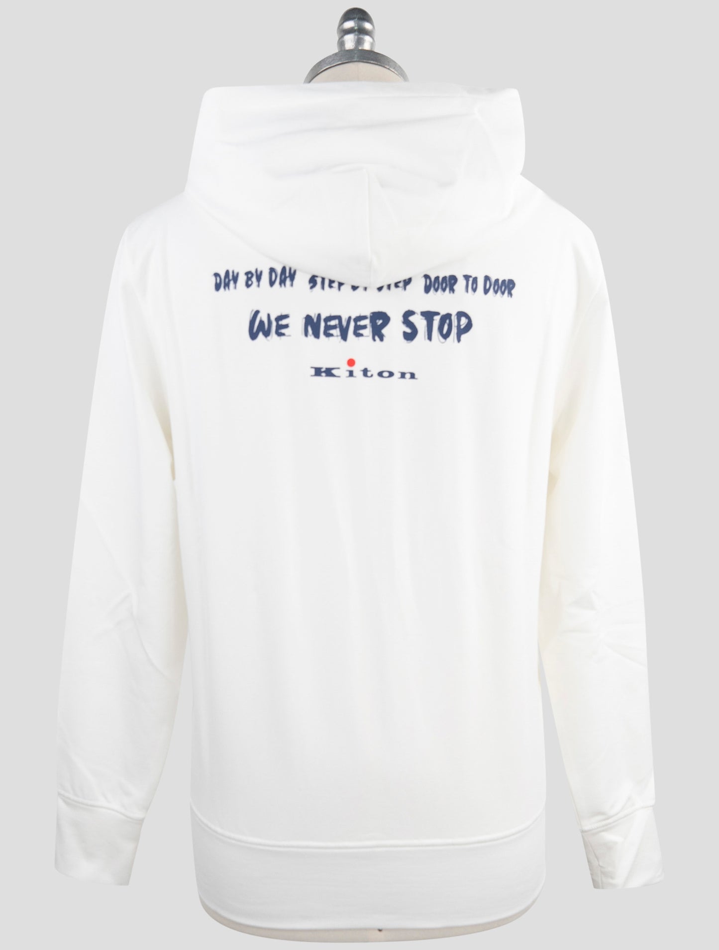 Kiton White Cotton Ea Sweater Full Zip Hoodie