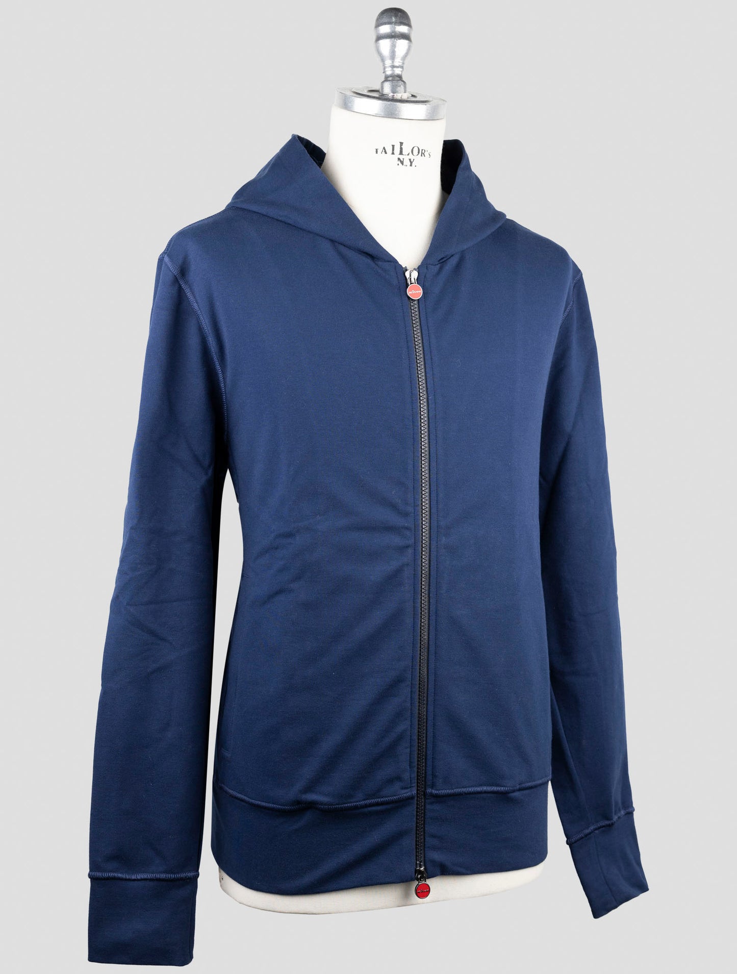 Kiton Blue Cotton Ea Sweater Full Zip Hoodie