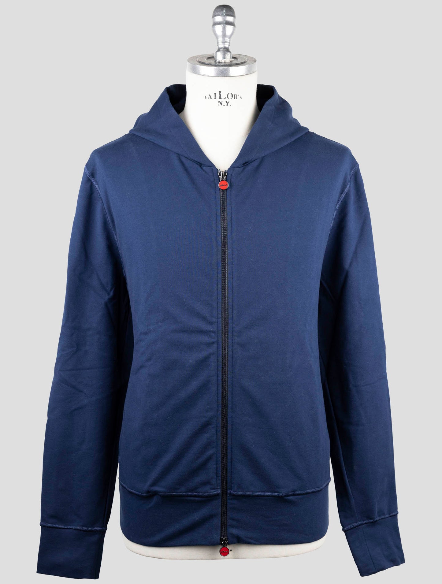 Kiton Blue Cotton Ea Sweater Full Zip Hoodie