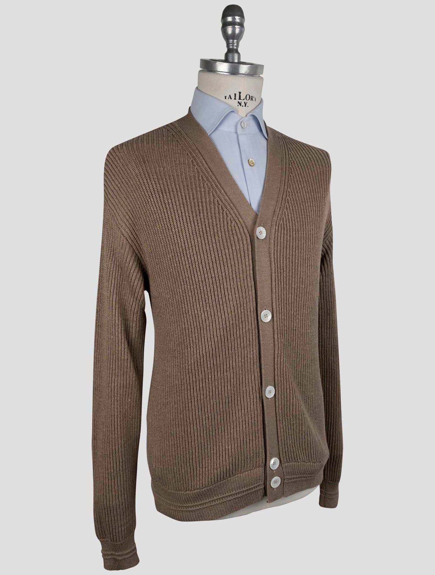 Kiton Brown Silk Cotton Sweater Cardigan