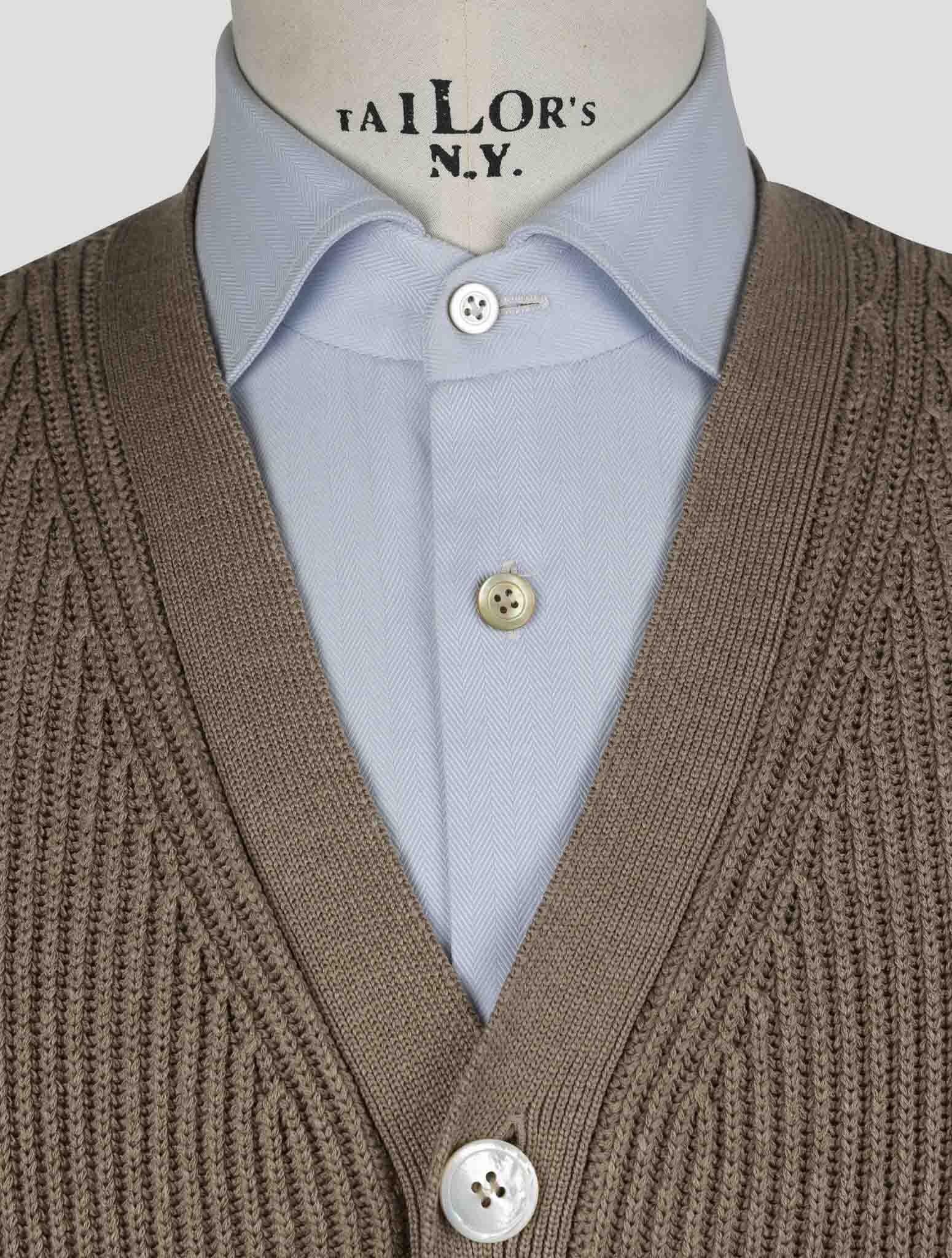Kiton Brown Silk Cotton Sweater Cardigan