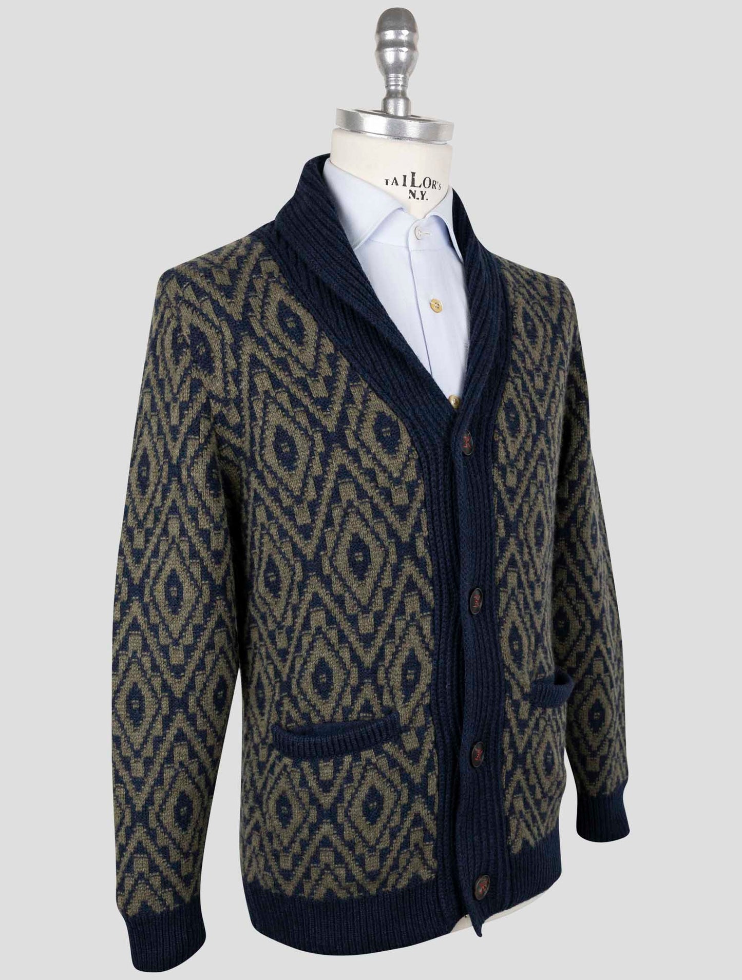 Kiton Blue Green Cashmere Sweater Crdigan