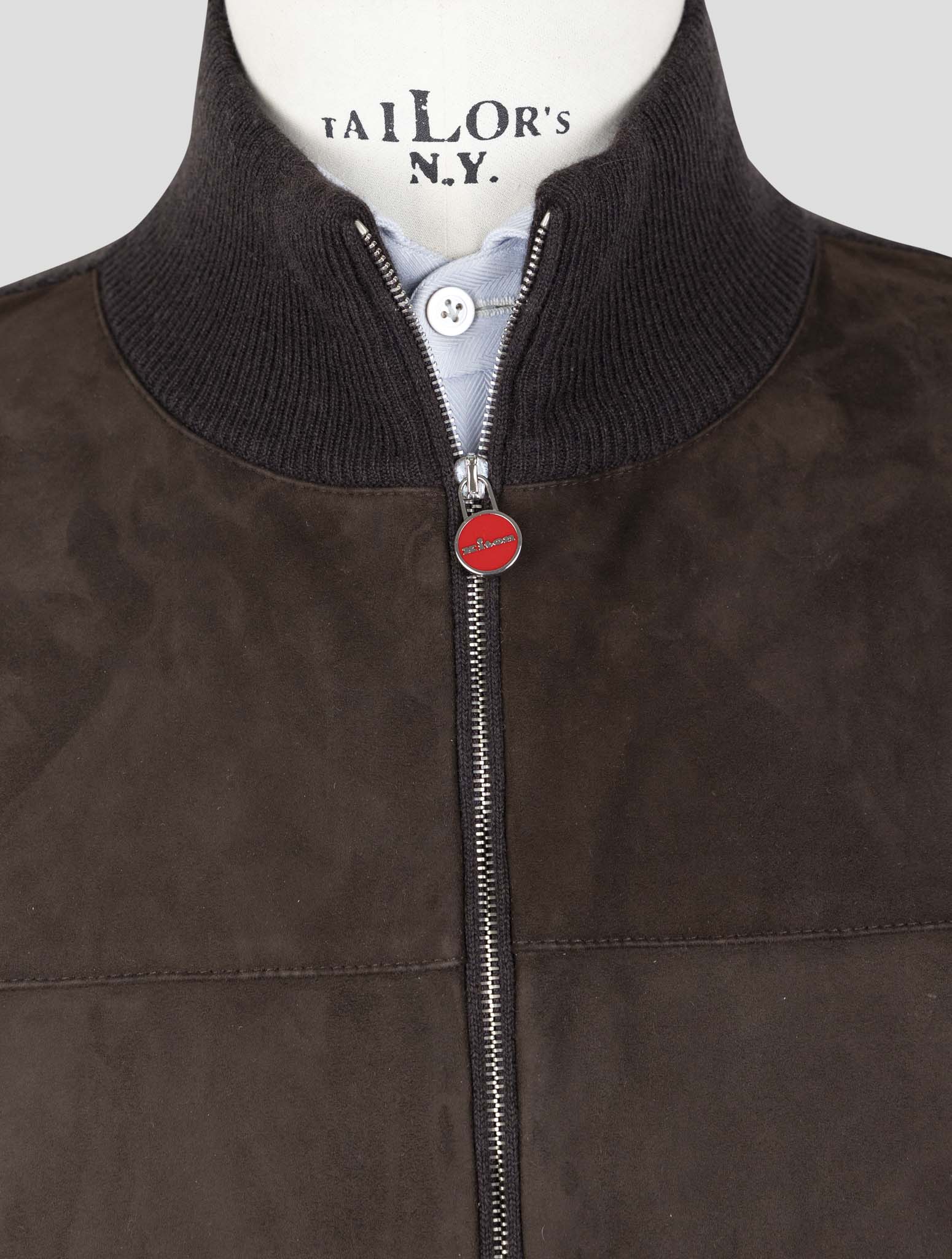 Kiton Brown Cashmere Leather Suede Coat