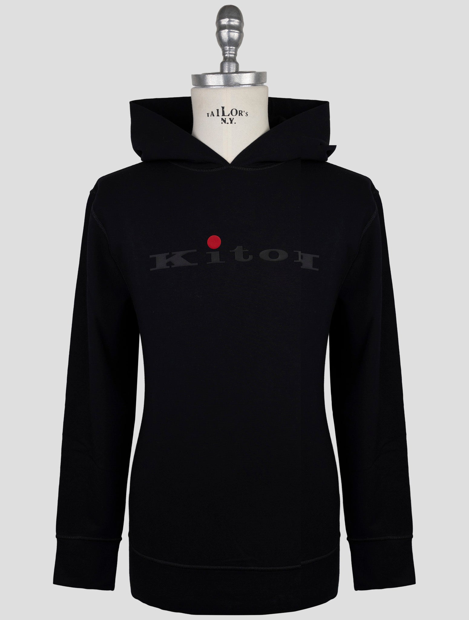 Kiton Black  Cotton Sweater Hoodie