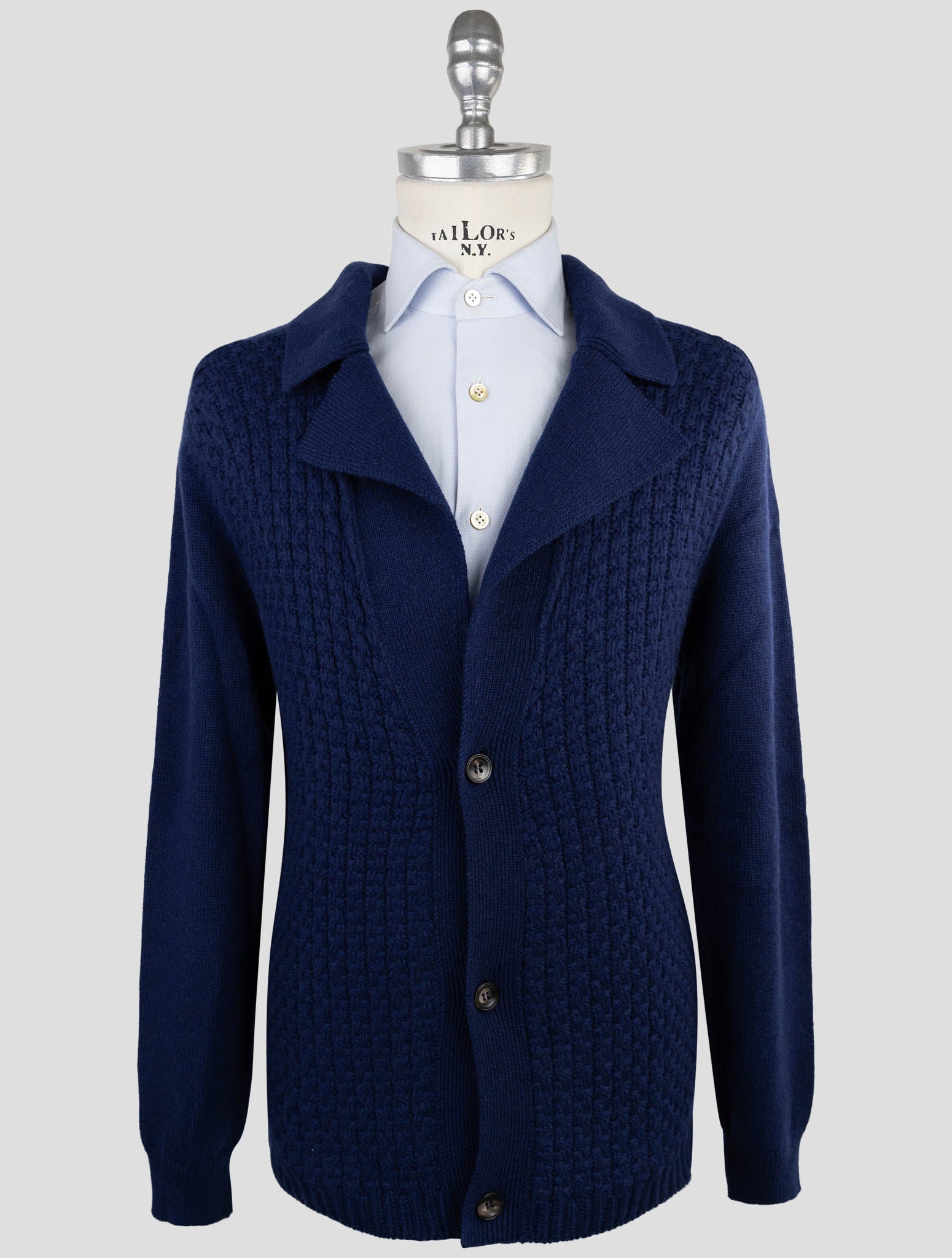 Kiton Blue Cashmere Sweater Cardigan