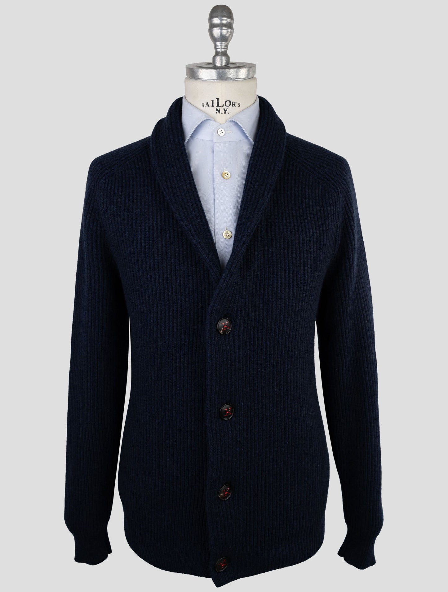 Kiton Blue Cashmere Sweater Cardigan