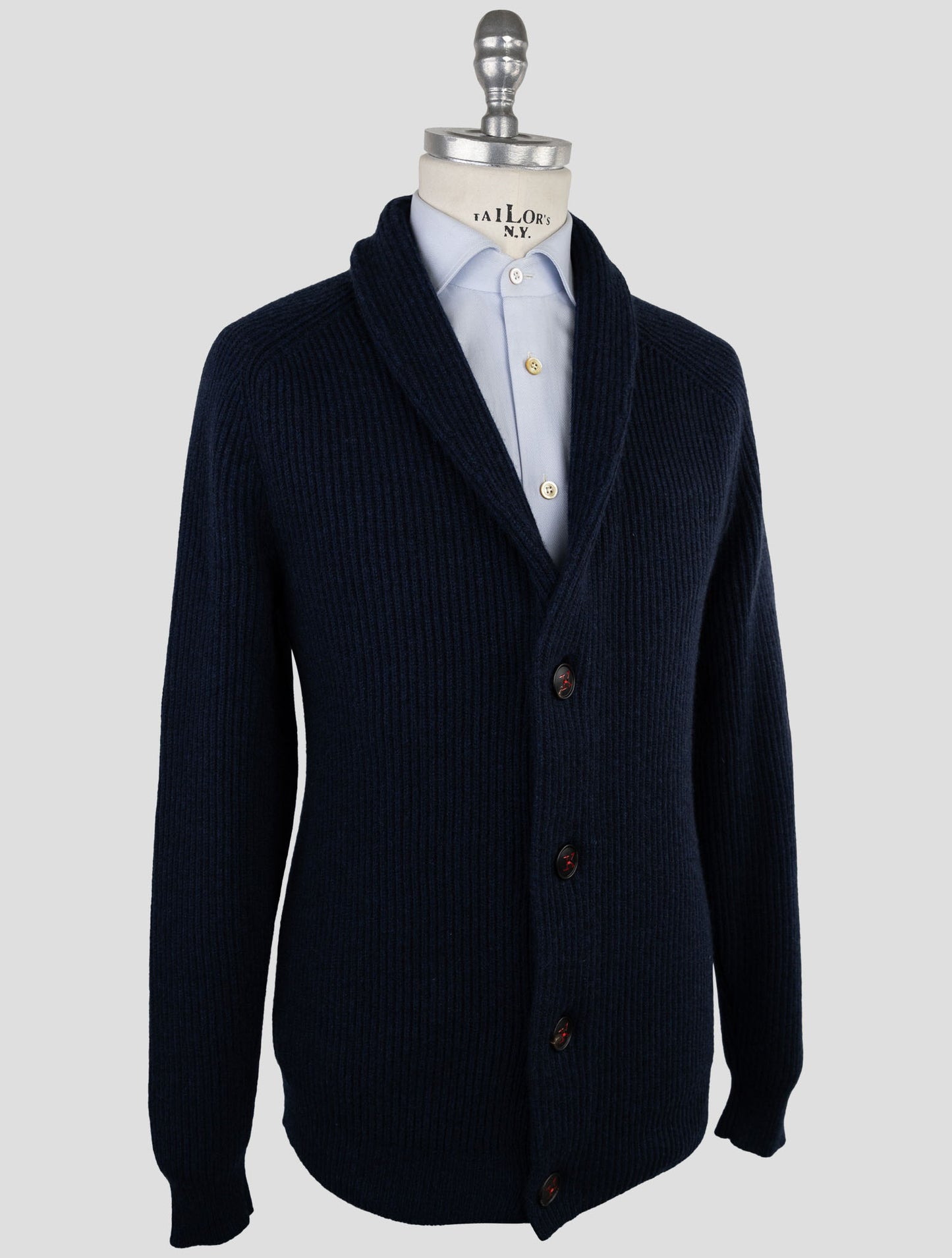 Kiton Blue Cashmere Sweater Cardigan