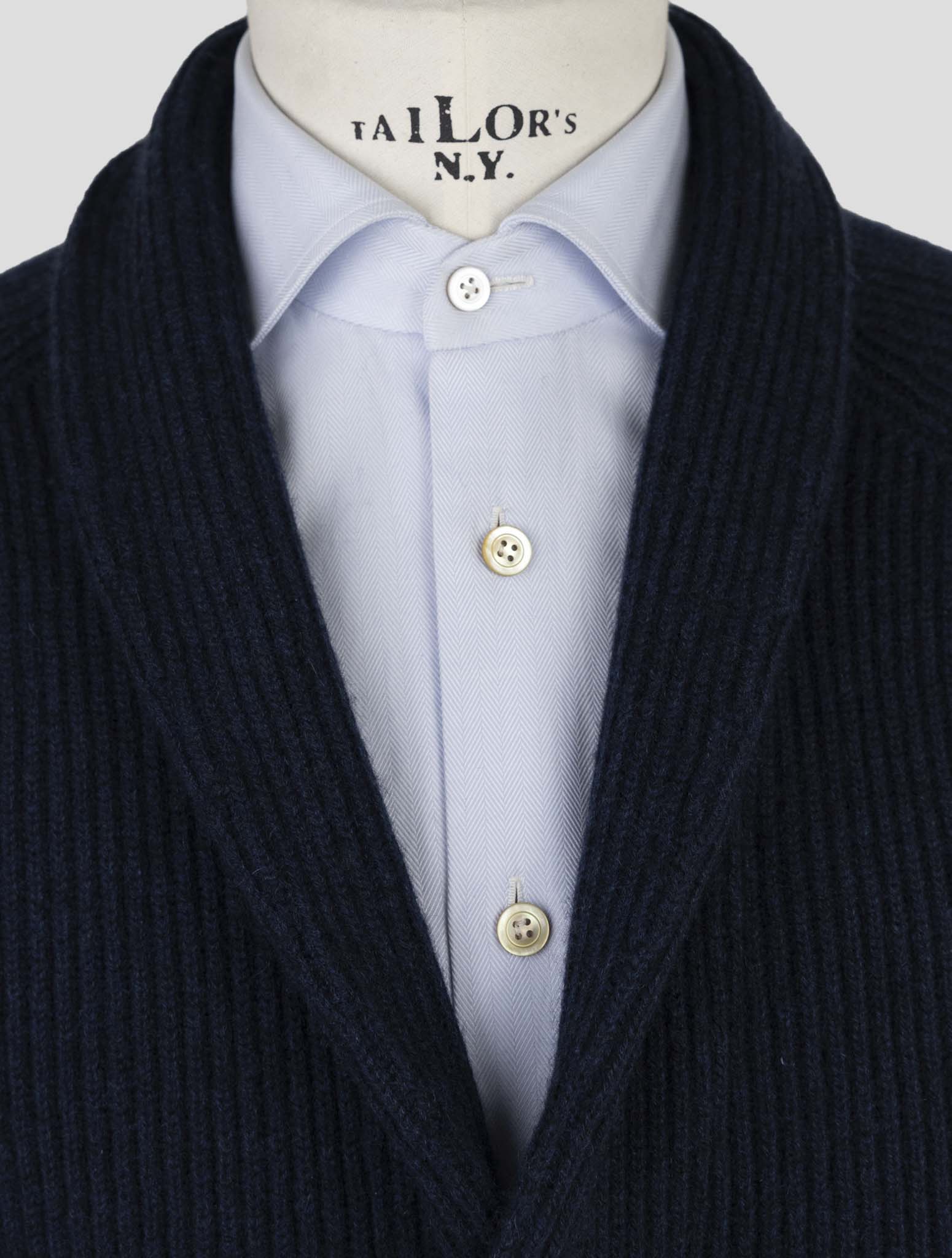 Kiton Blue Cashmere Sweater Cardigan