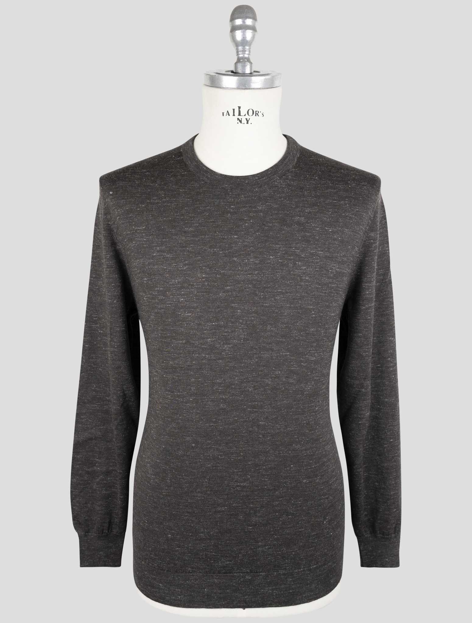 Kiotn Brown Silk Cashmere Linen Sweater Crewneck