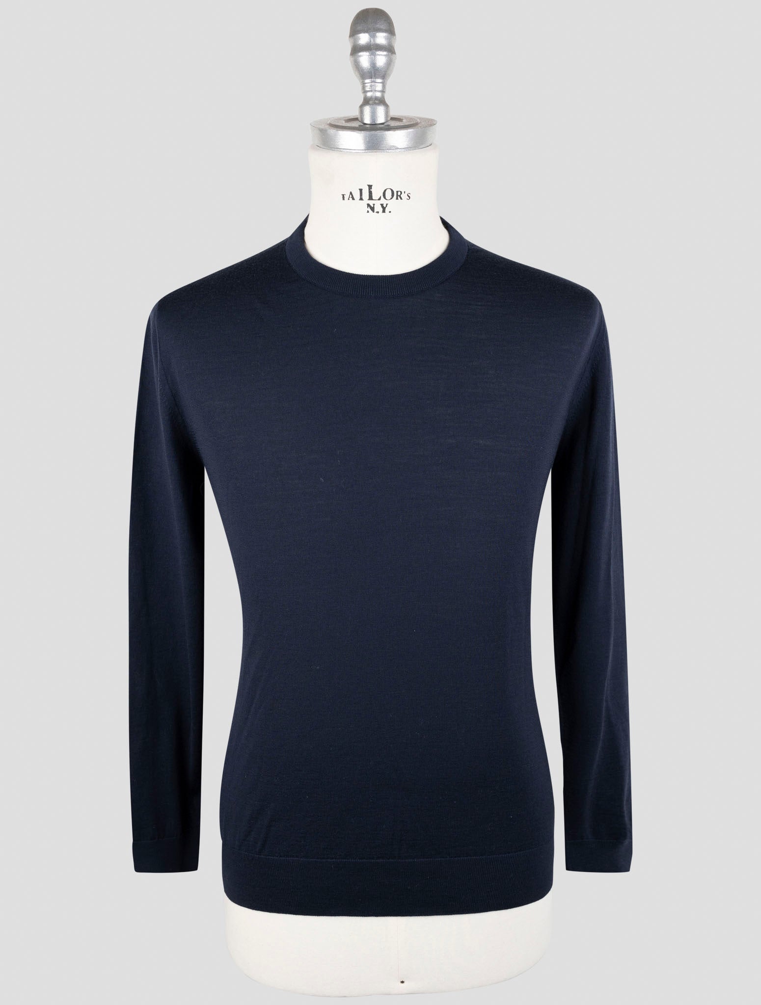 Kiton Blue Wool 14 Micron Sweater Crewneck