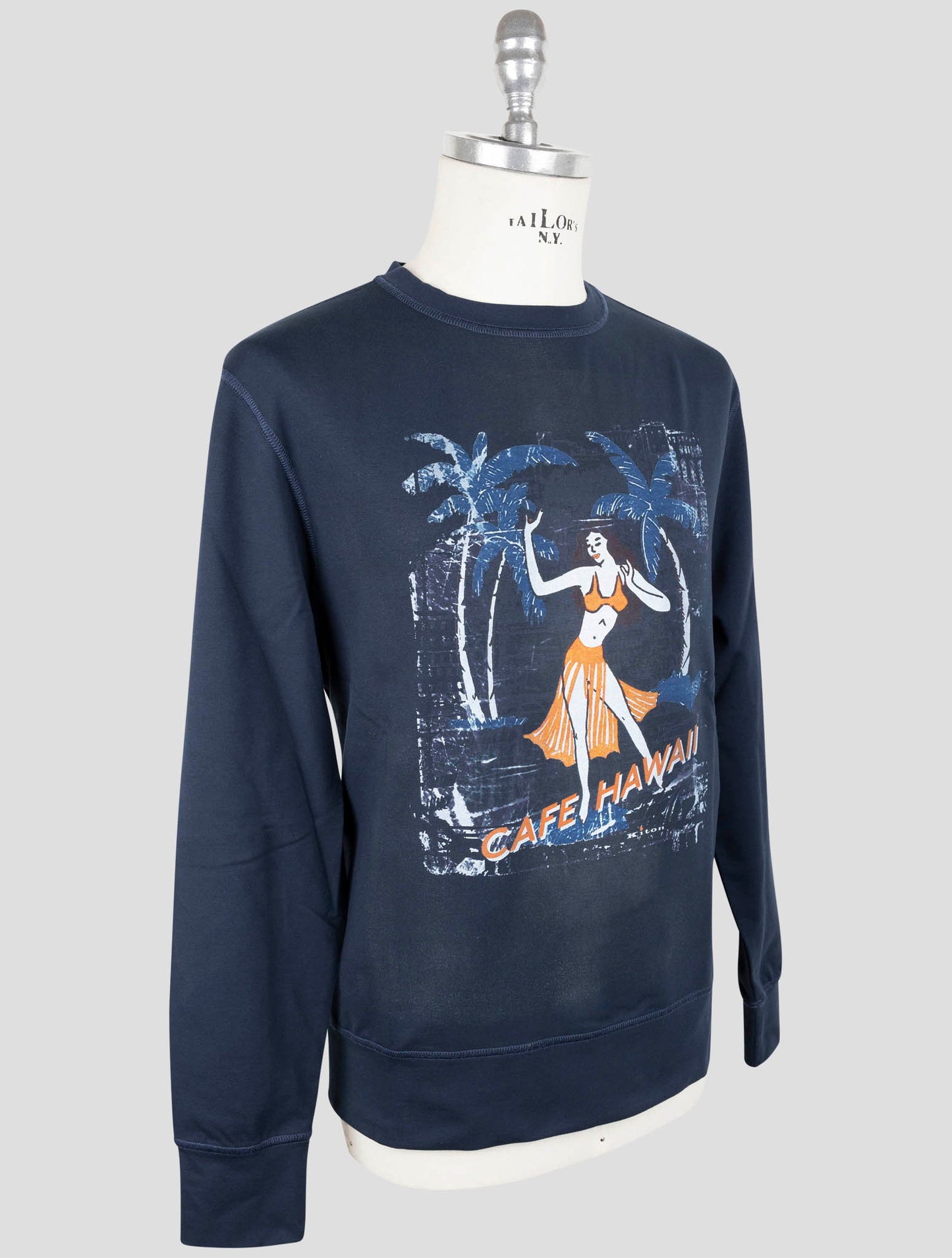 Kiton Blue Cotton Ea Sweater Crewneck