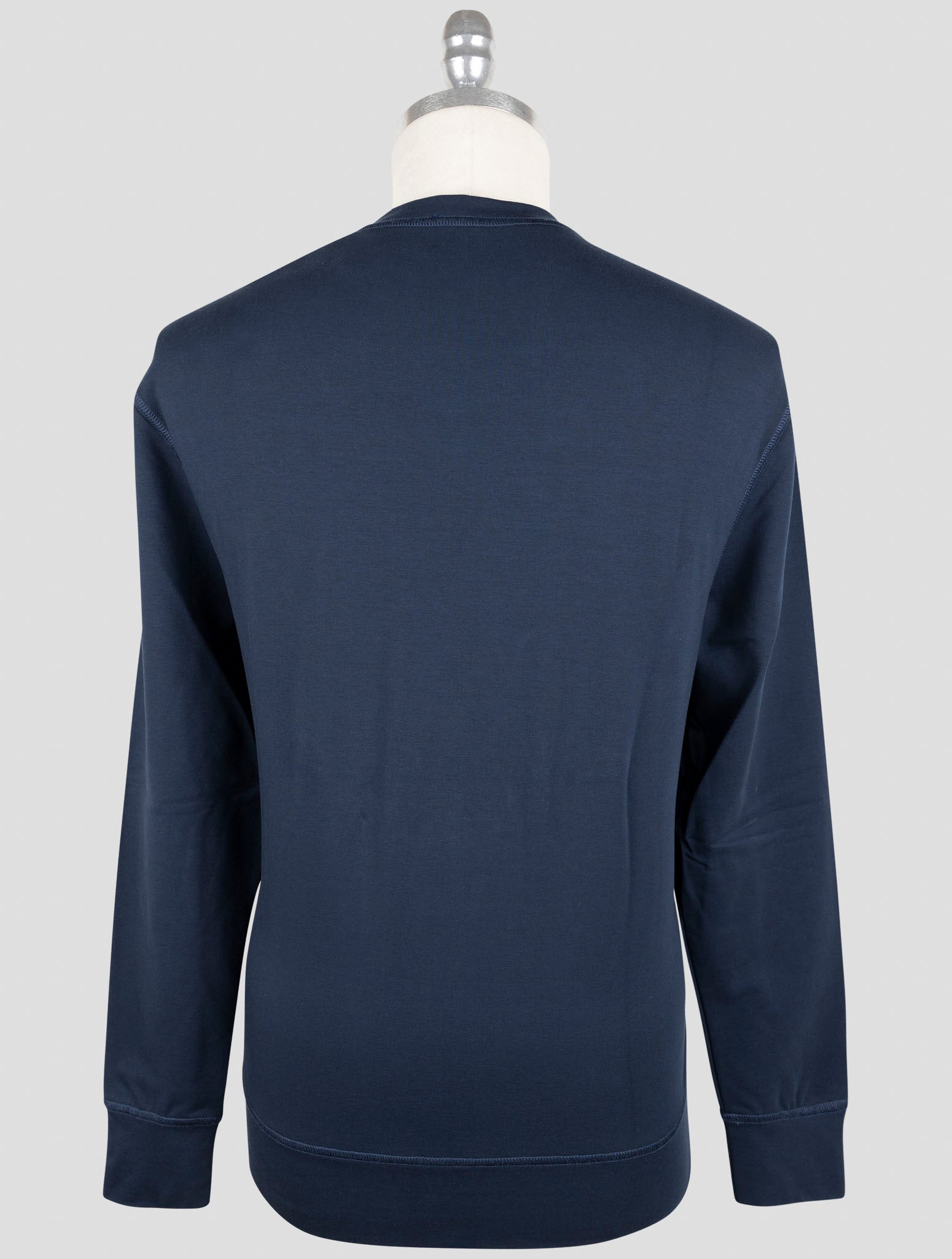 Kiton Blue Cotton Ea Sweater Crewneck