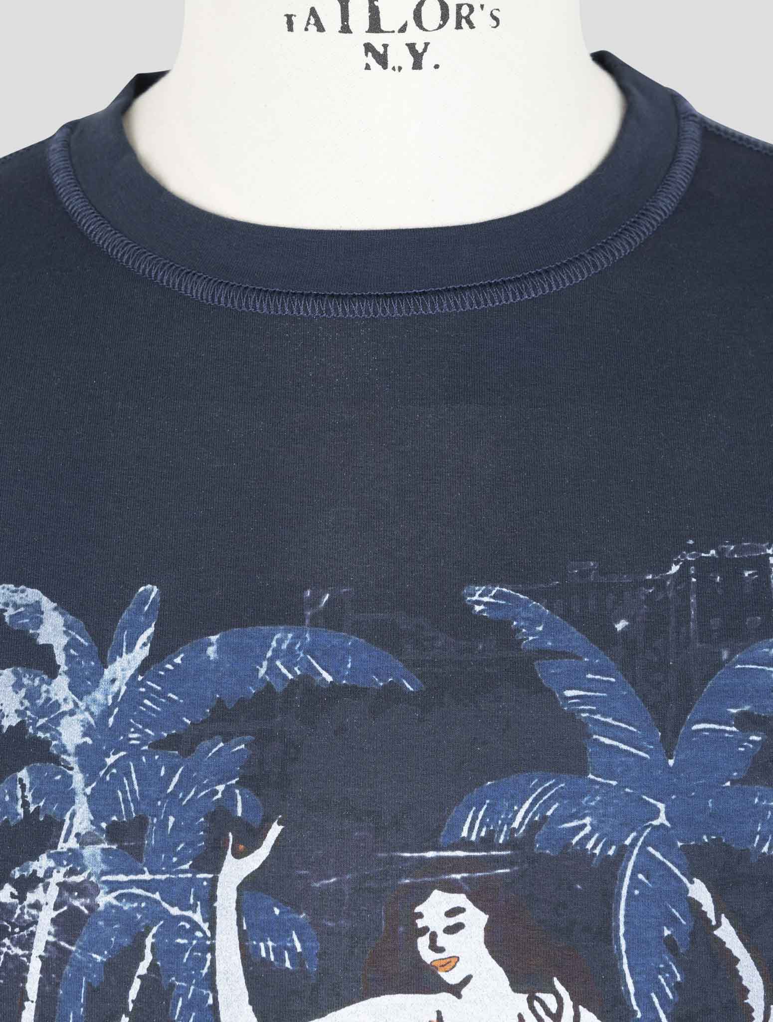 Kiton Blue Cotton Ea Sweater Crewneck