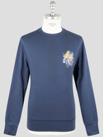 Kiton Blue Cotton Ea Sweater Crewneck