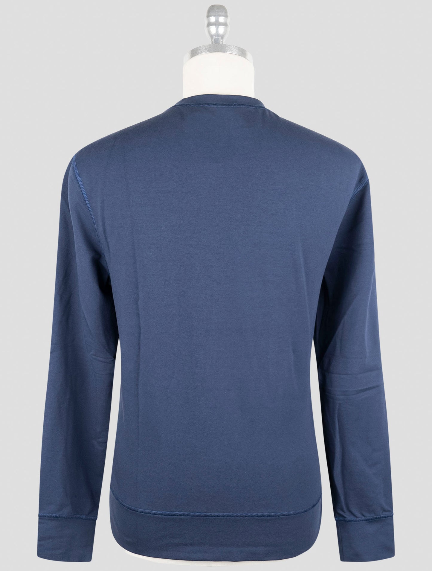 Kiton Blue Cotton Ea Sweater Crewneck