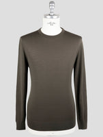 Kiton Green Wool Diamante Blue Sweater Crewneck